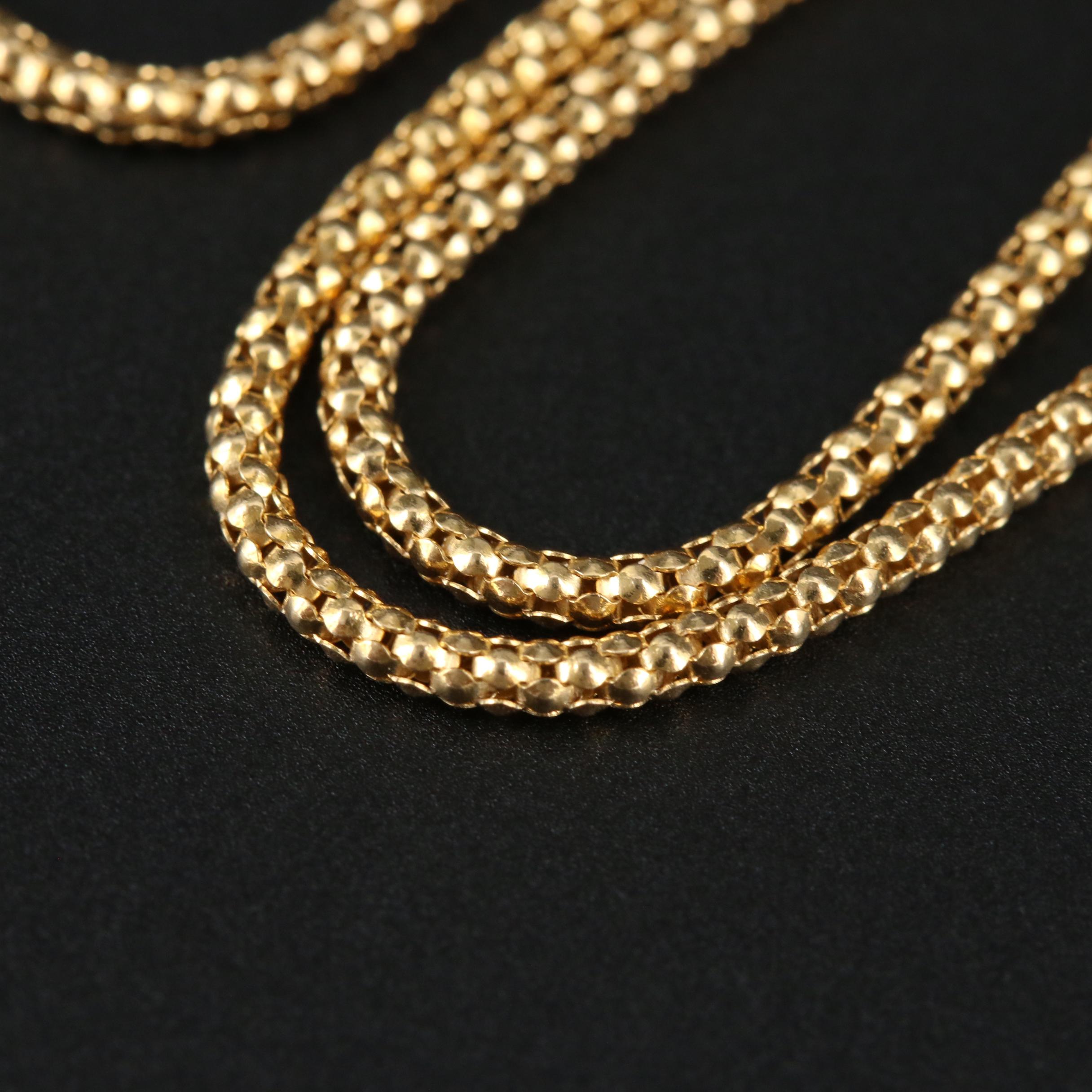 14K Yellow Gold Popcorn Chain