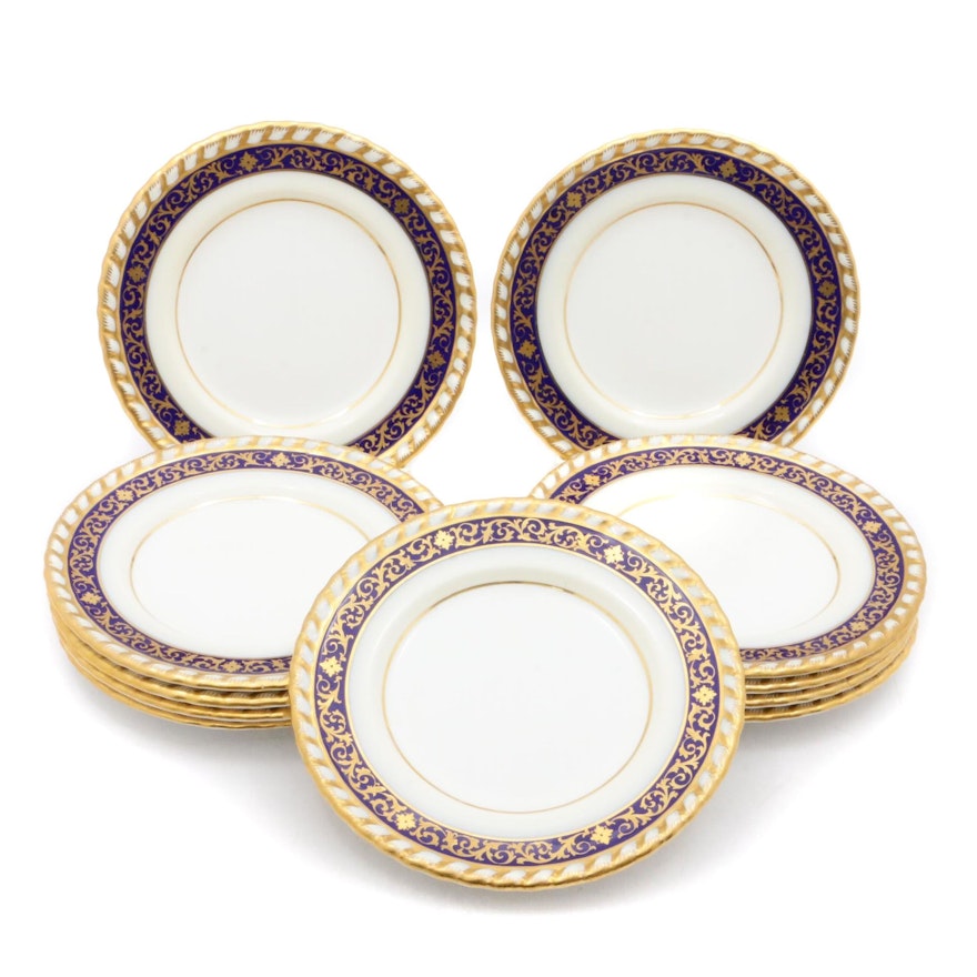 Tiffany & Co. for Minton Colbalt and Gold Porcelain Bread and Butter Plates
