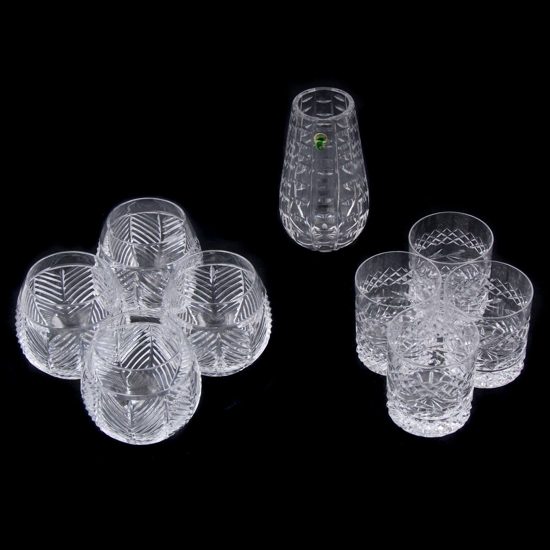 Waterford Crystal, Ralph Lauren and Miroslav Havel Vase and Glasses