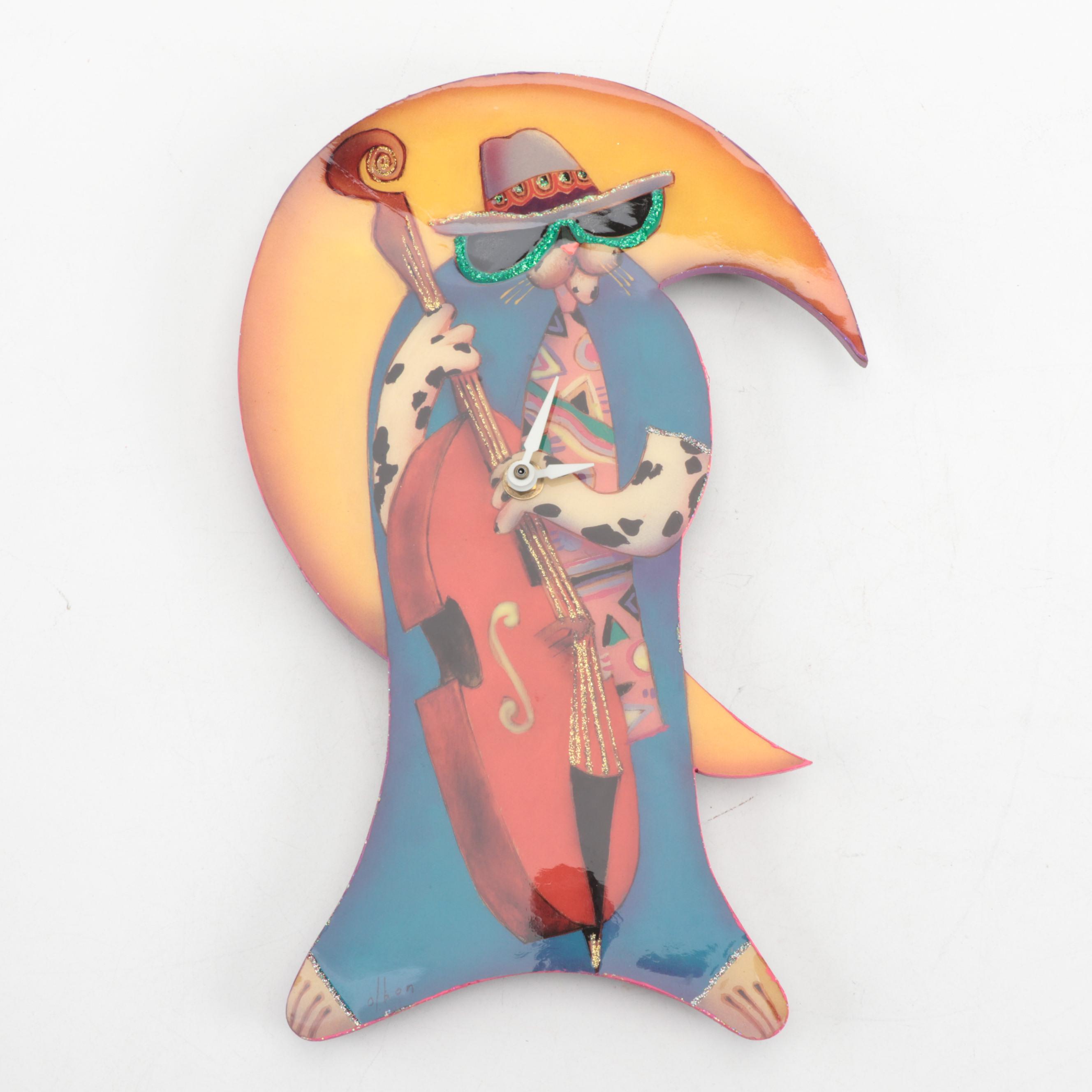 Novelty Wall Clocks Including Ed Olbon "Cool Cat" and Figural Flying Pig