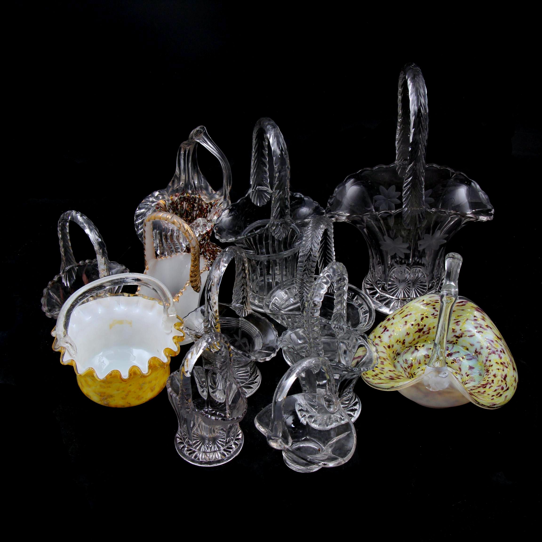 Art Glass Basket Bowls