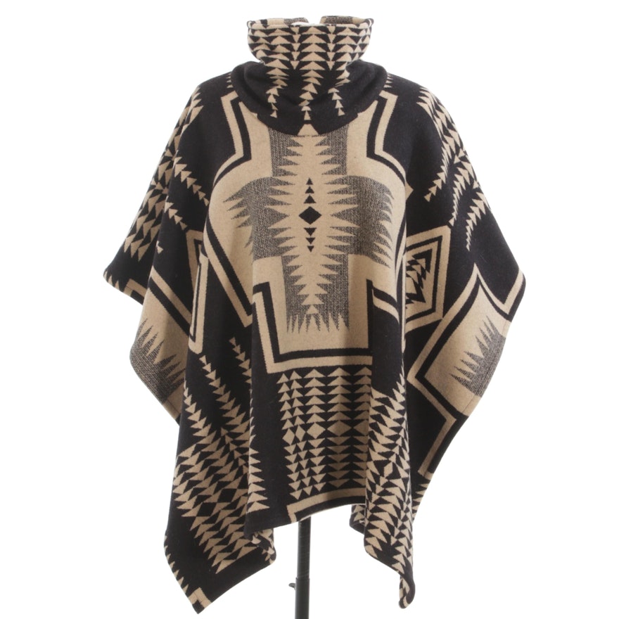 Pendleton Wool Portland Collection Cowl Neck Penobscot Blanket Poncho Cape