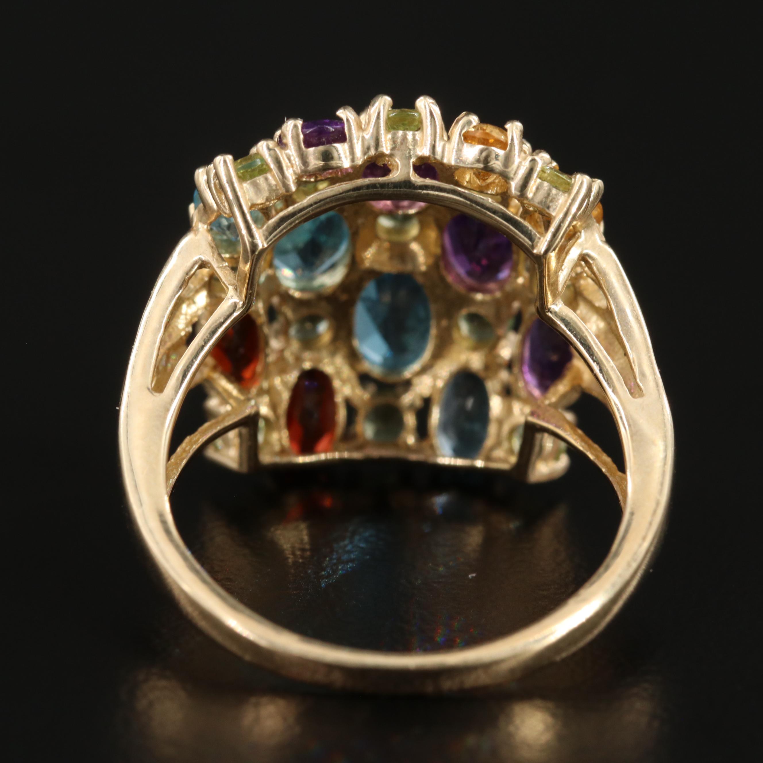 10K Yellow Gold, Amethyst, Peridot, Topaz, Garnet and Citrine Ring