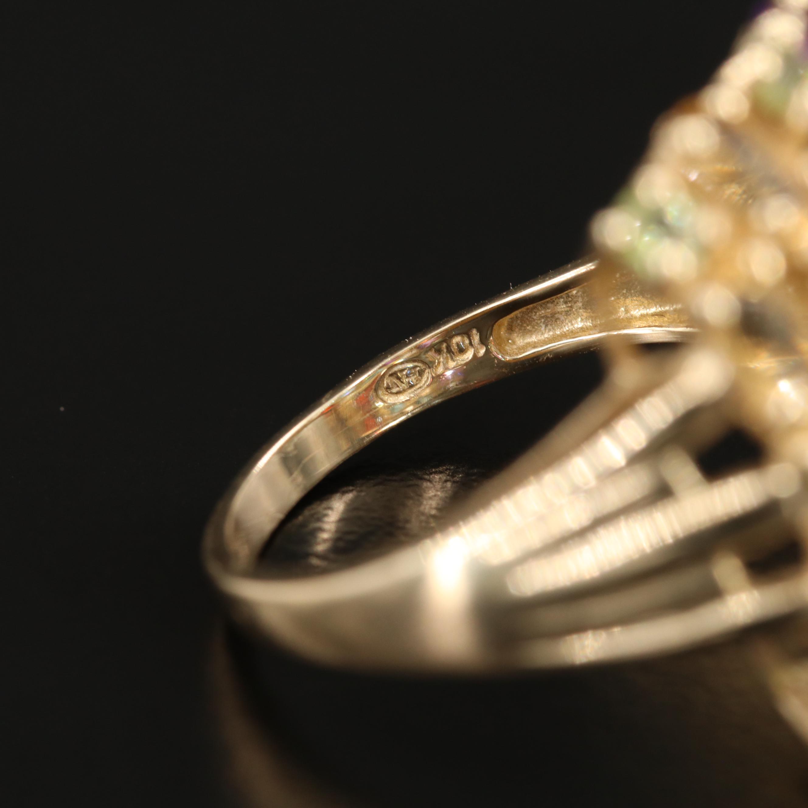 10K Yellow Gold, Amethyst, Peridot, Topaz, Garnet and Citrine Ring