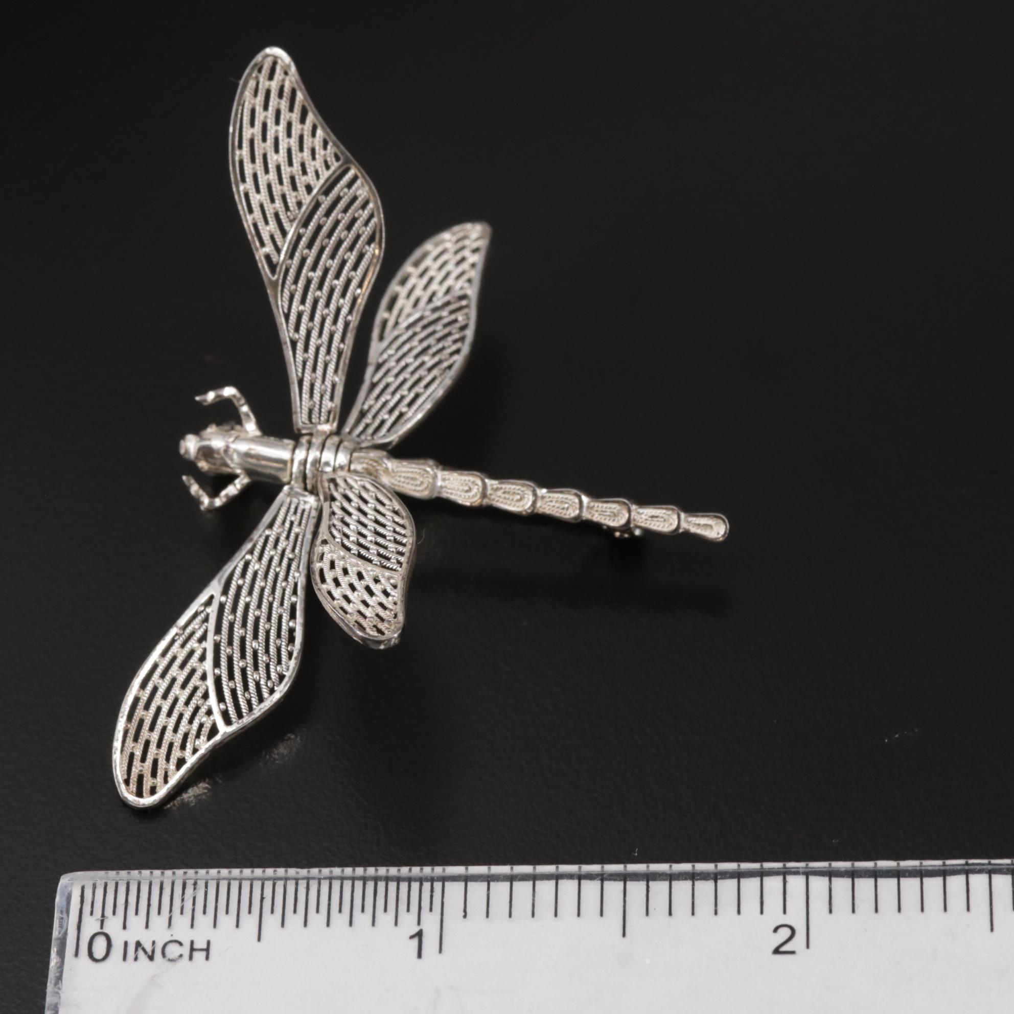 Van Lou Sterling Silver Dragon Fly with Beau Equestrian Brooches