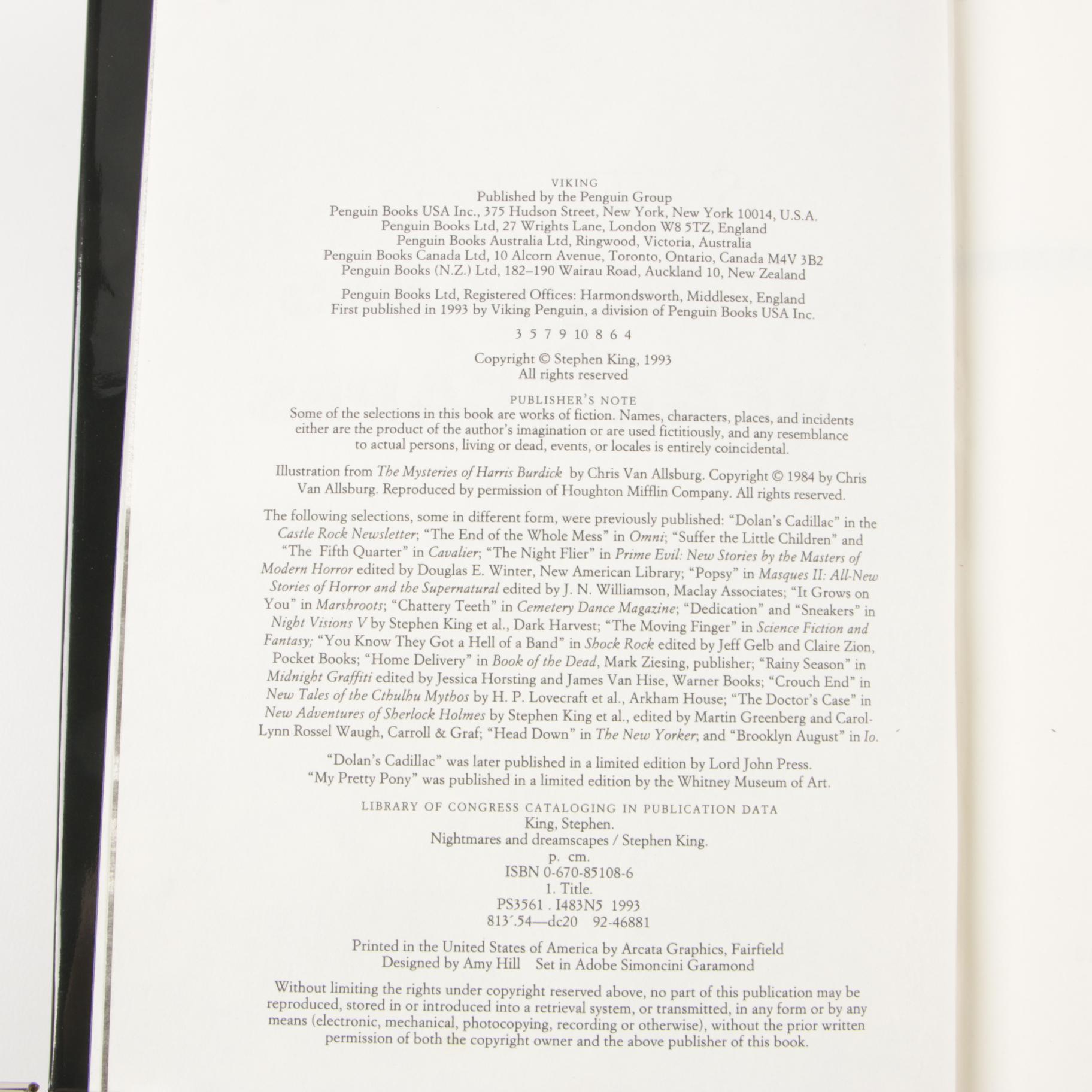 Stephen King Books featuring Early Printing and Book Club Editions