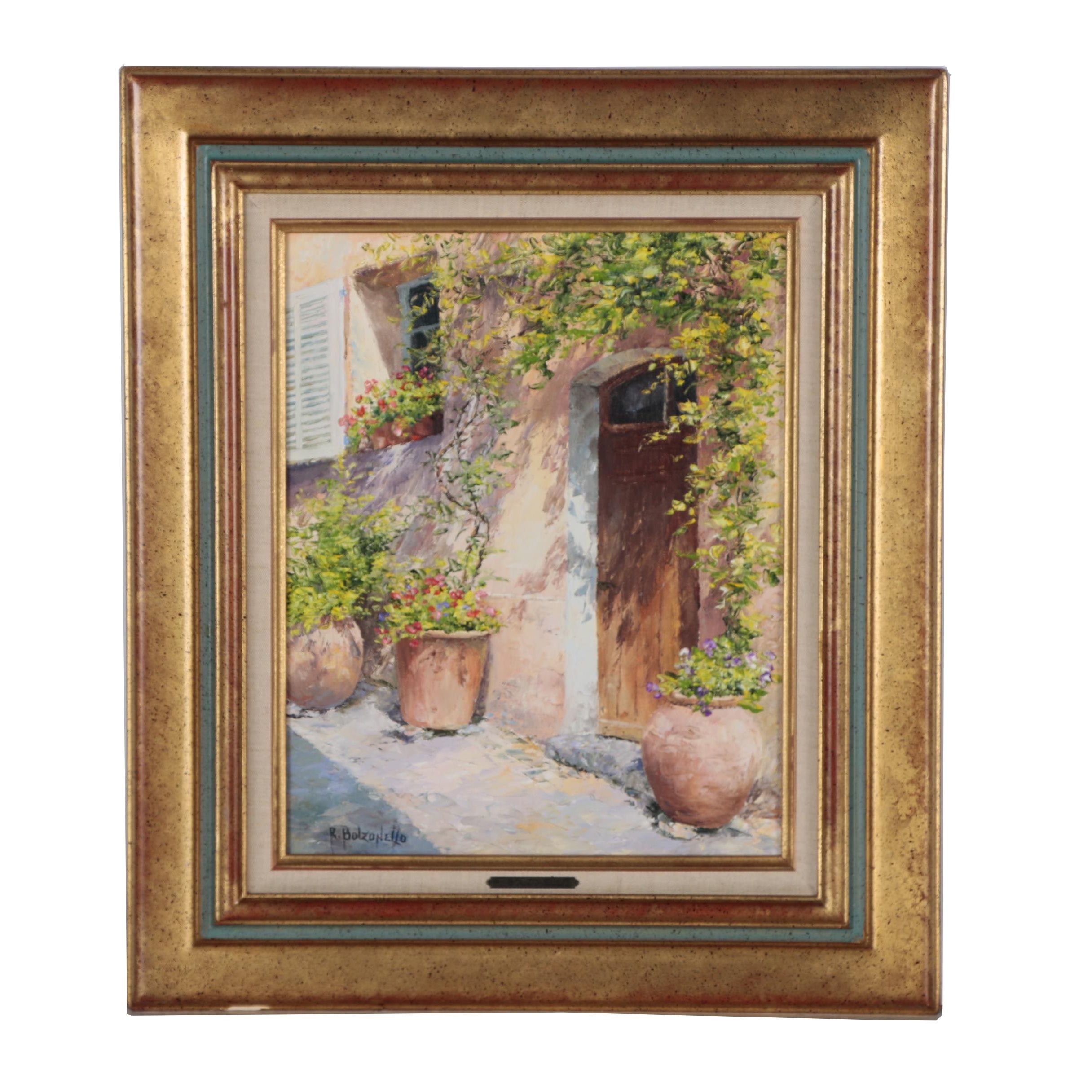 Roger Bolzonello Oil Painting "Façade Ombragée"