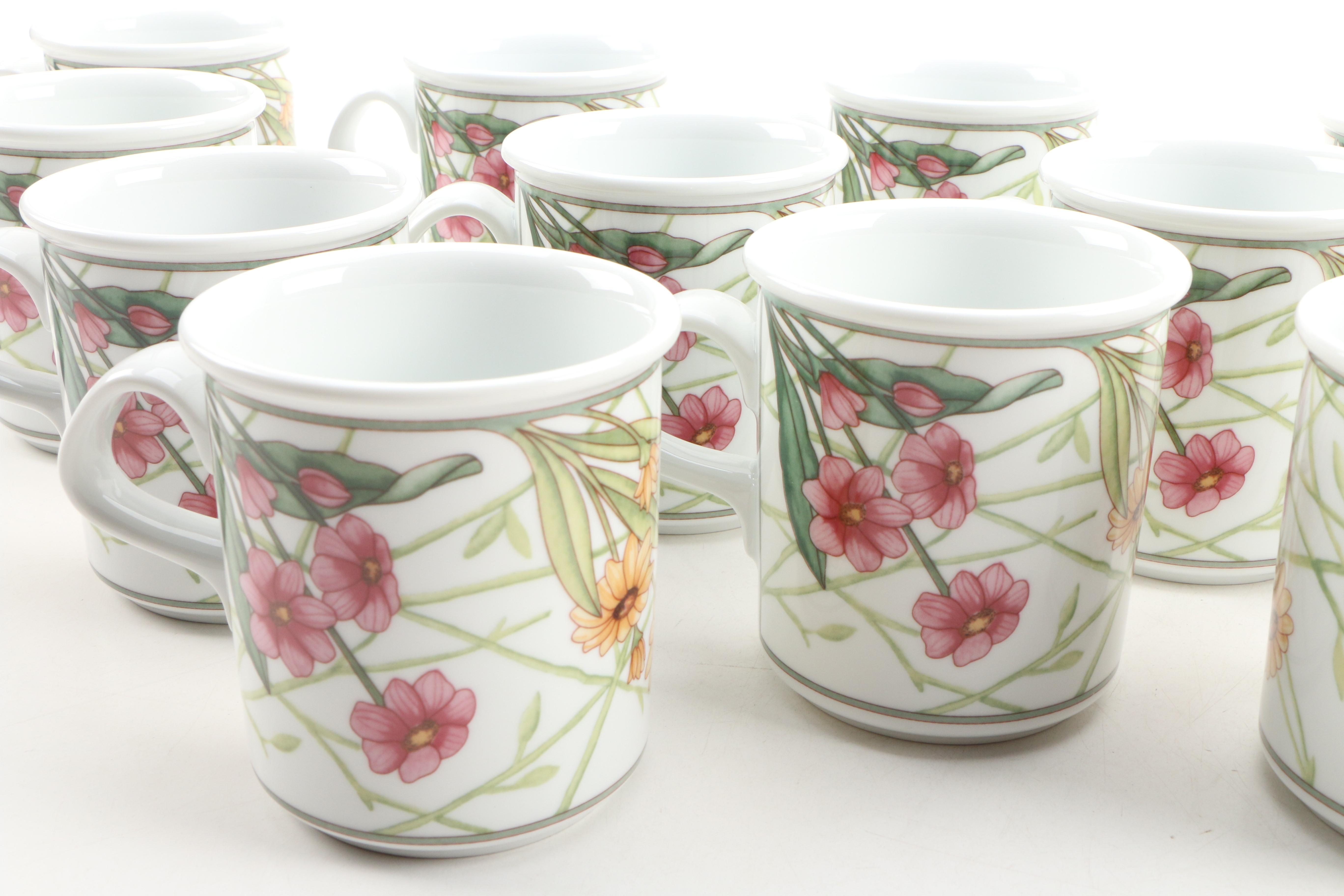Dansk "Café Floral" Porcelain Dinnerware Mugs
