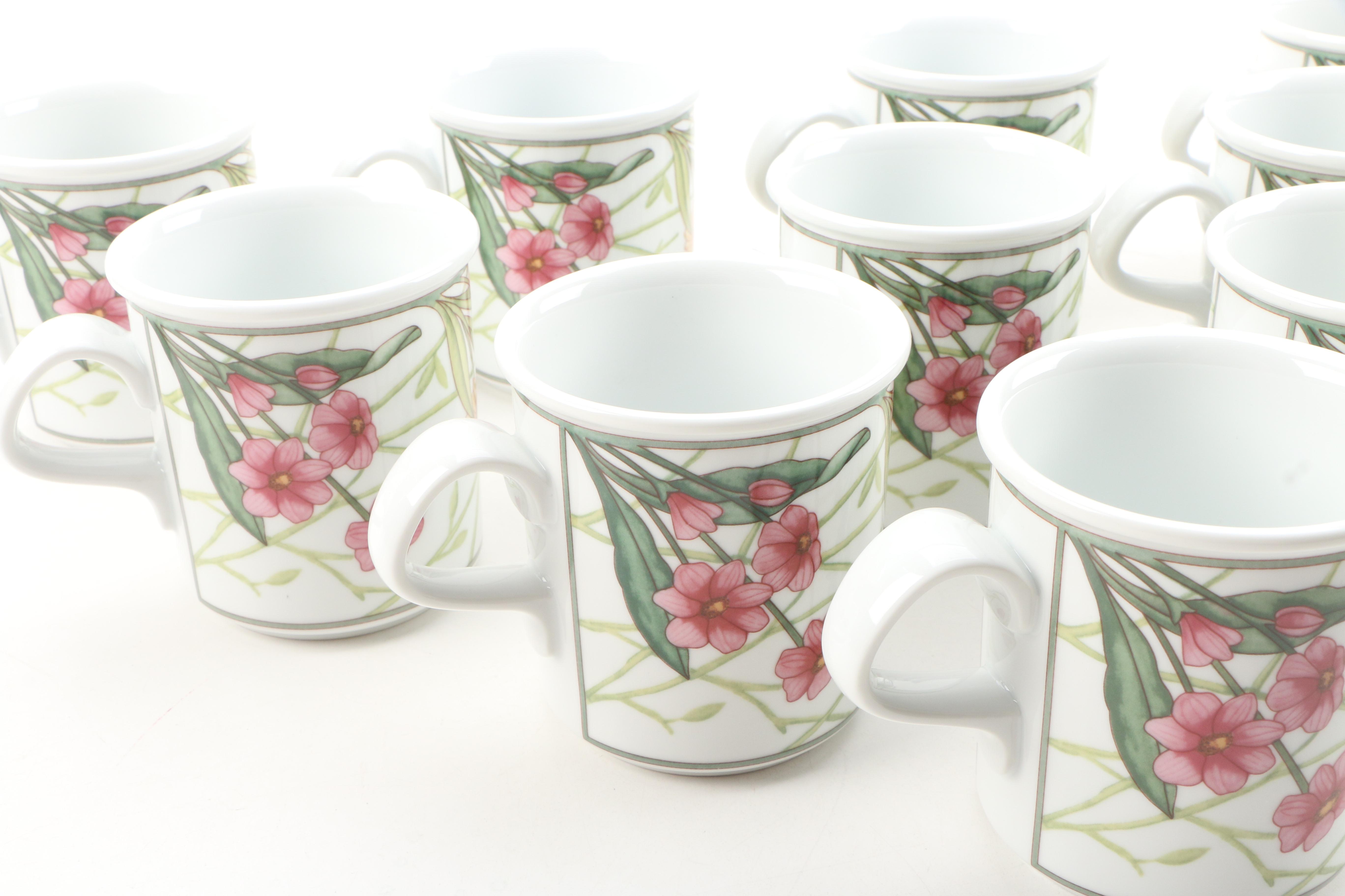 Dansk "Café Floral" Porcelain Dinnerware Mugs