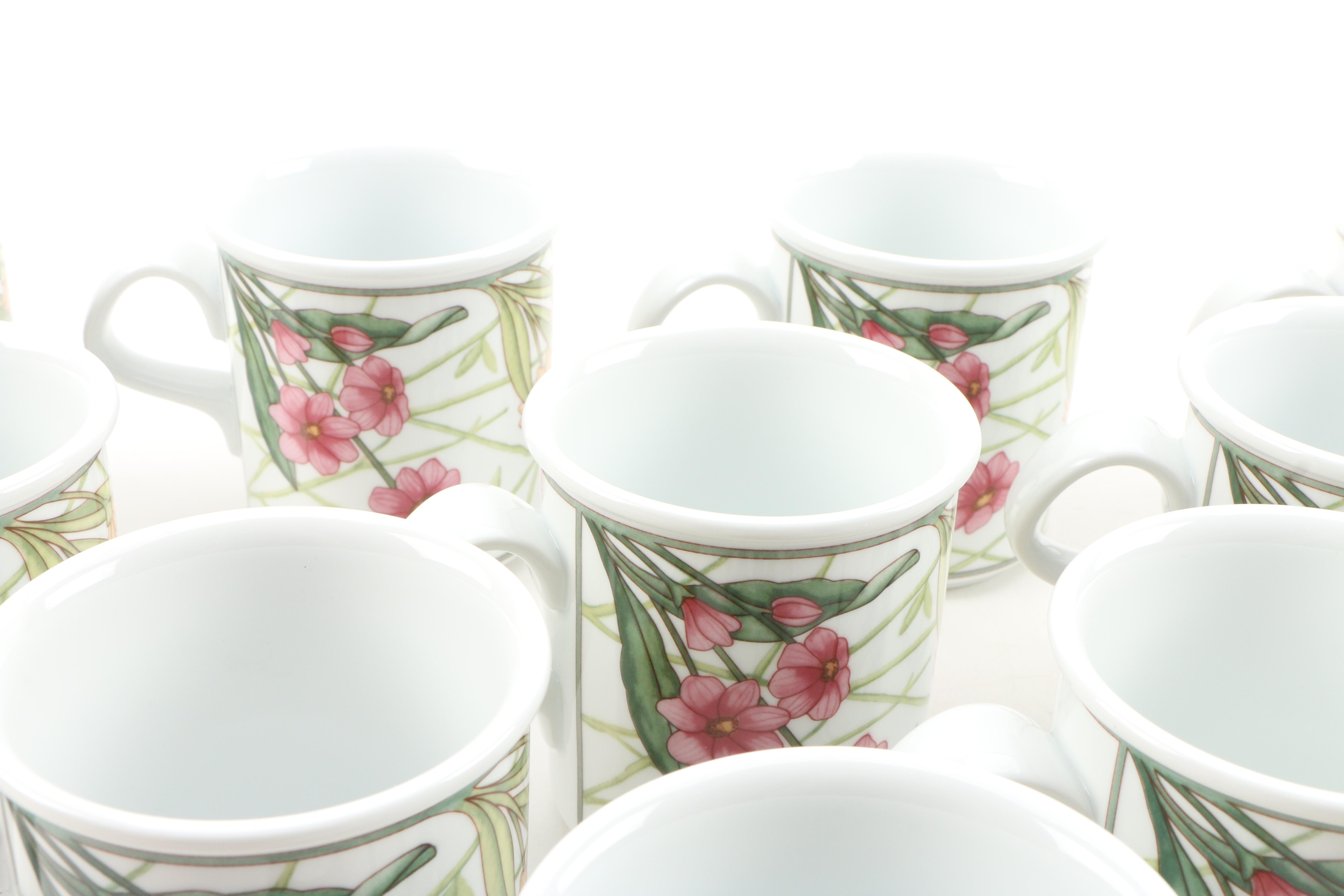 Dansk "Café Floral" Porcelain Dinnerware Mugs
