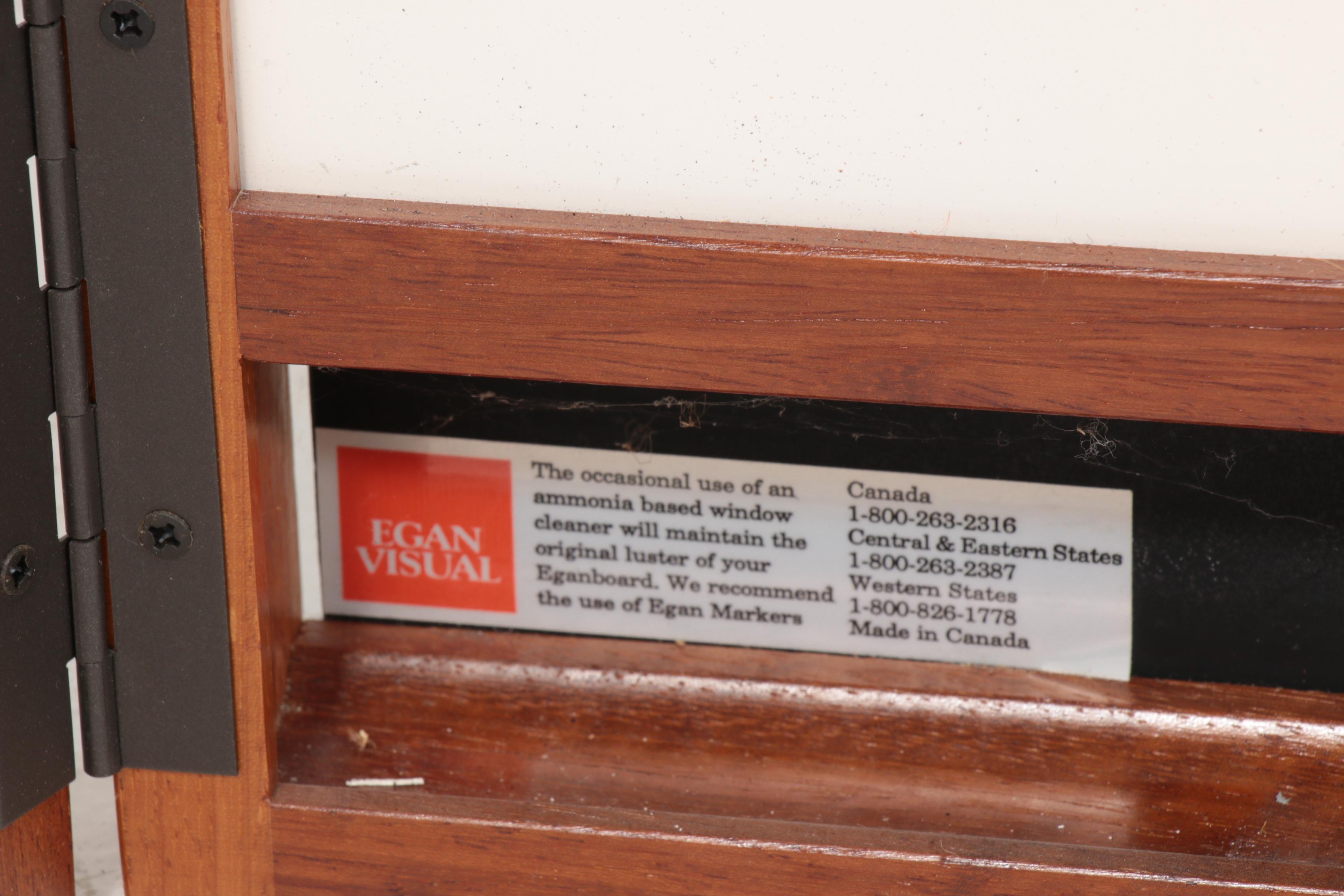 Egan Visual Modern Style Teak Folding White Board with Bulletin Board