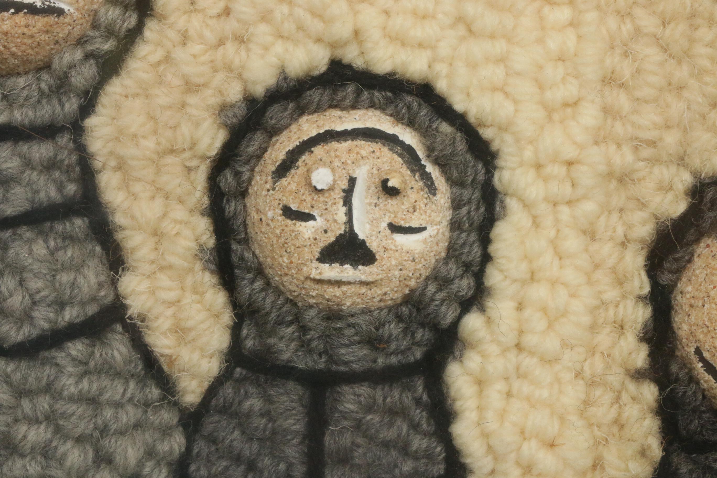 Ronald M. Rolfe Mixed Media and Hooked Wool Fiber Art "Five Monks and Two"