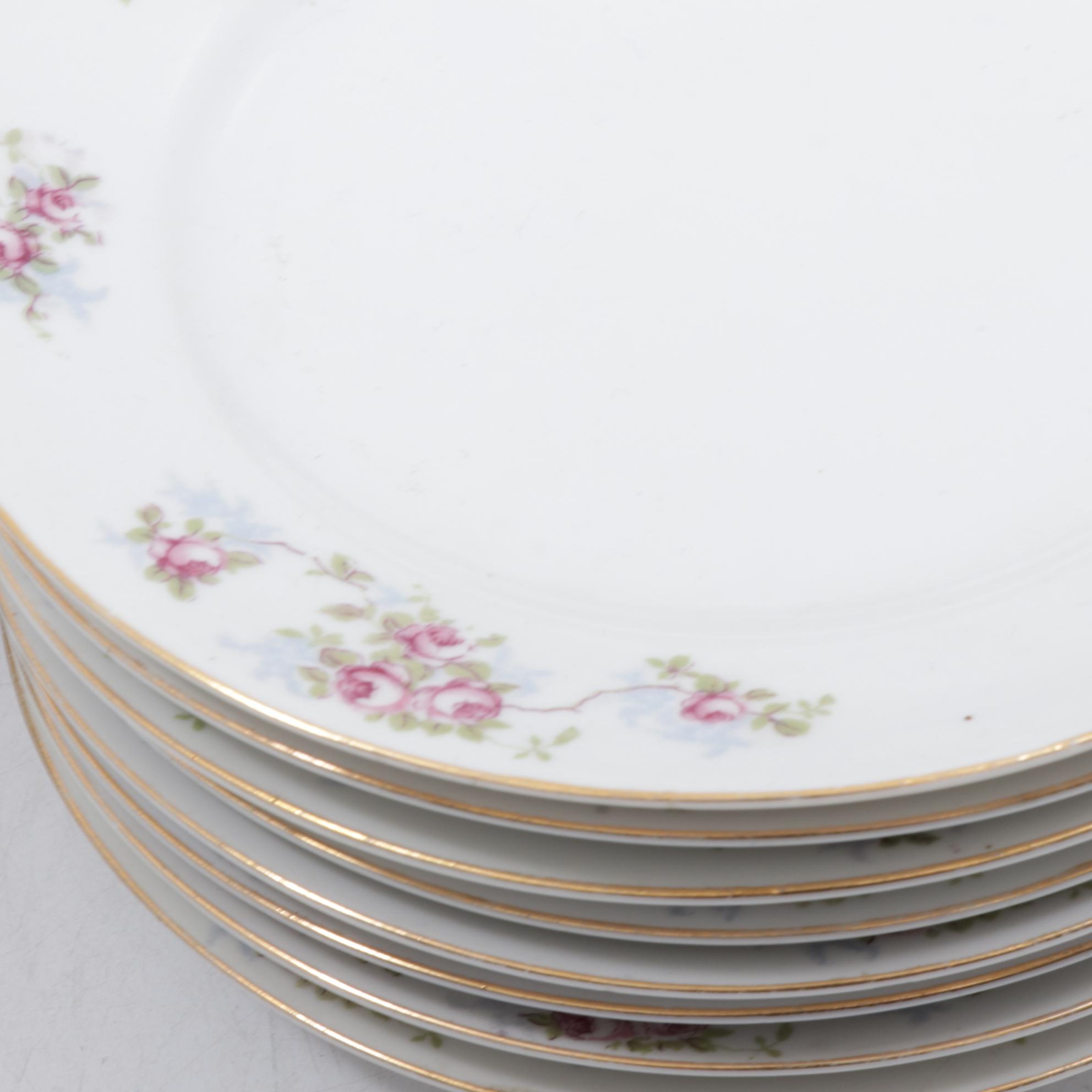 Morimura Gumi Hand-Painted Pink Rose Porcelain Dinnerware