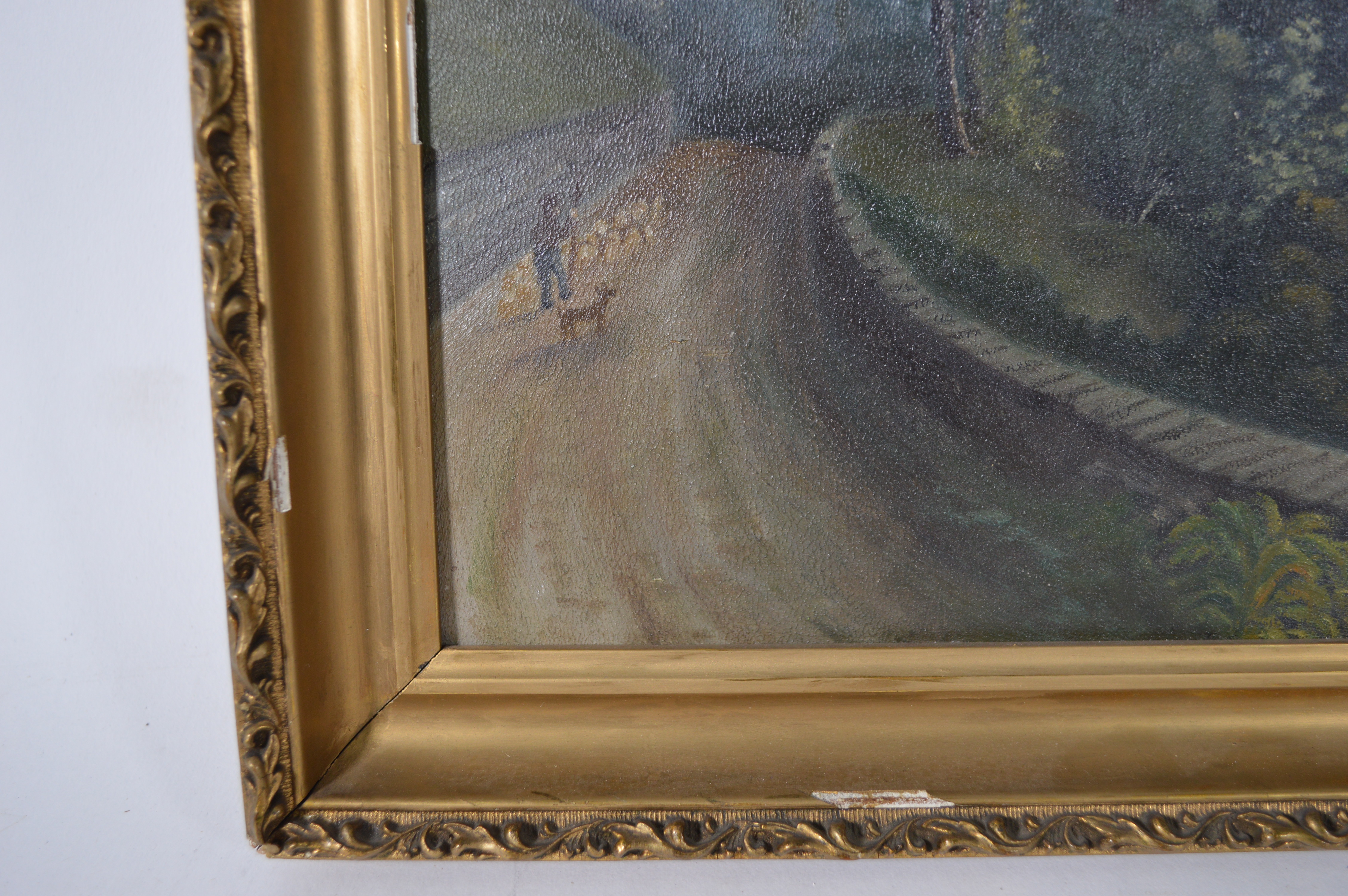 William Schurr Oil Painting of Castle on Lake, Circa 1870