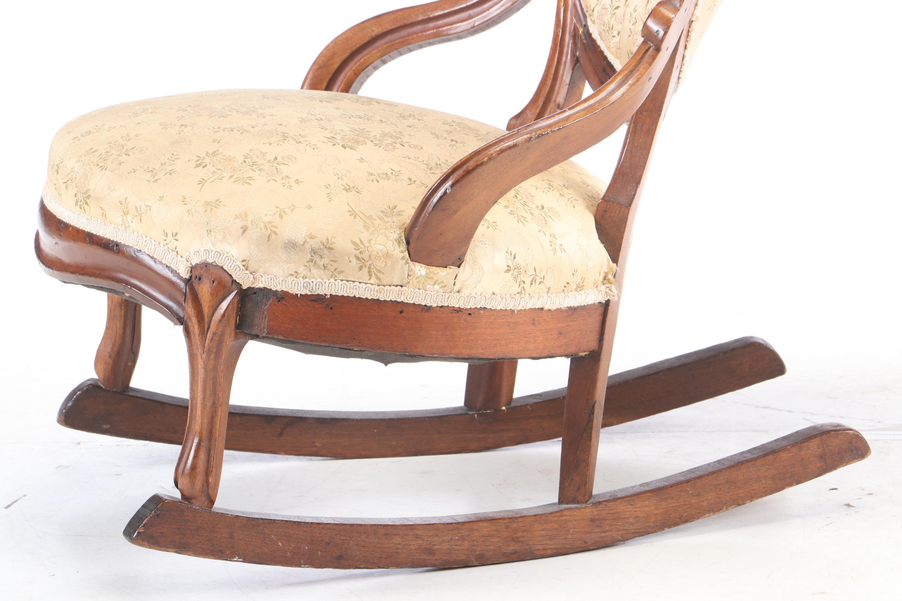 Rococo Revival Carved Walnut Rocking Chair, Third Quarter 19th Century