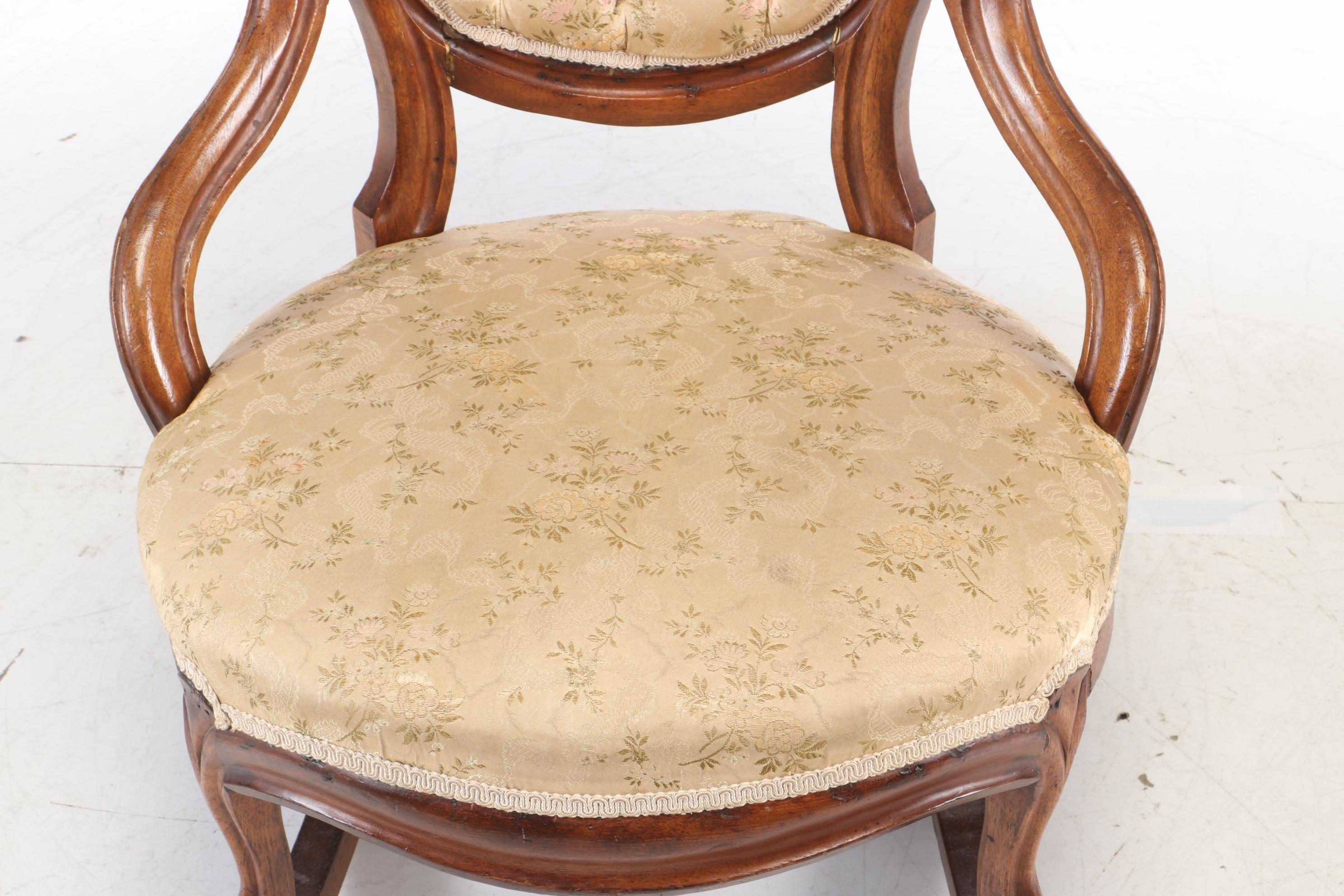 Rococo Revival Carved Walnut Rocking Chair, Third Quarter 19th Century