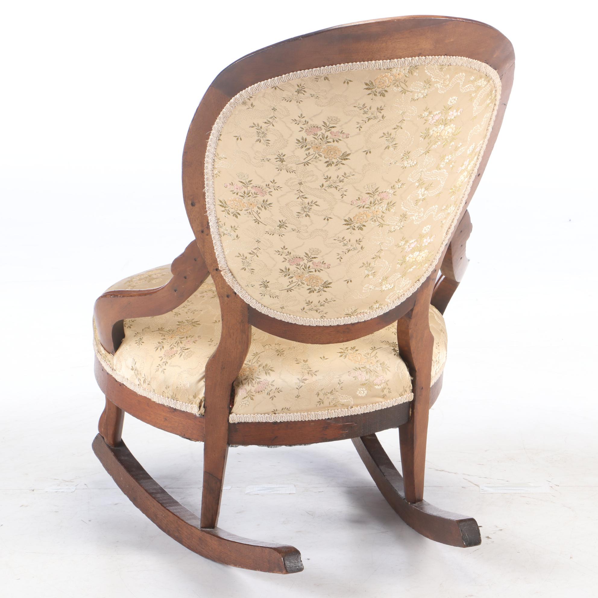 Rococo Revival Carved Walnut Rocking Chair, Third Quarter 19th Century