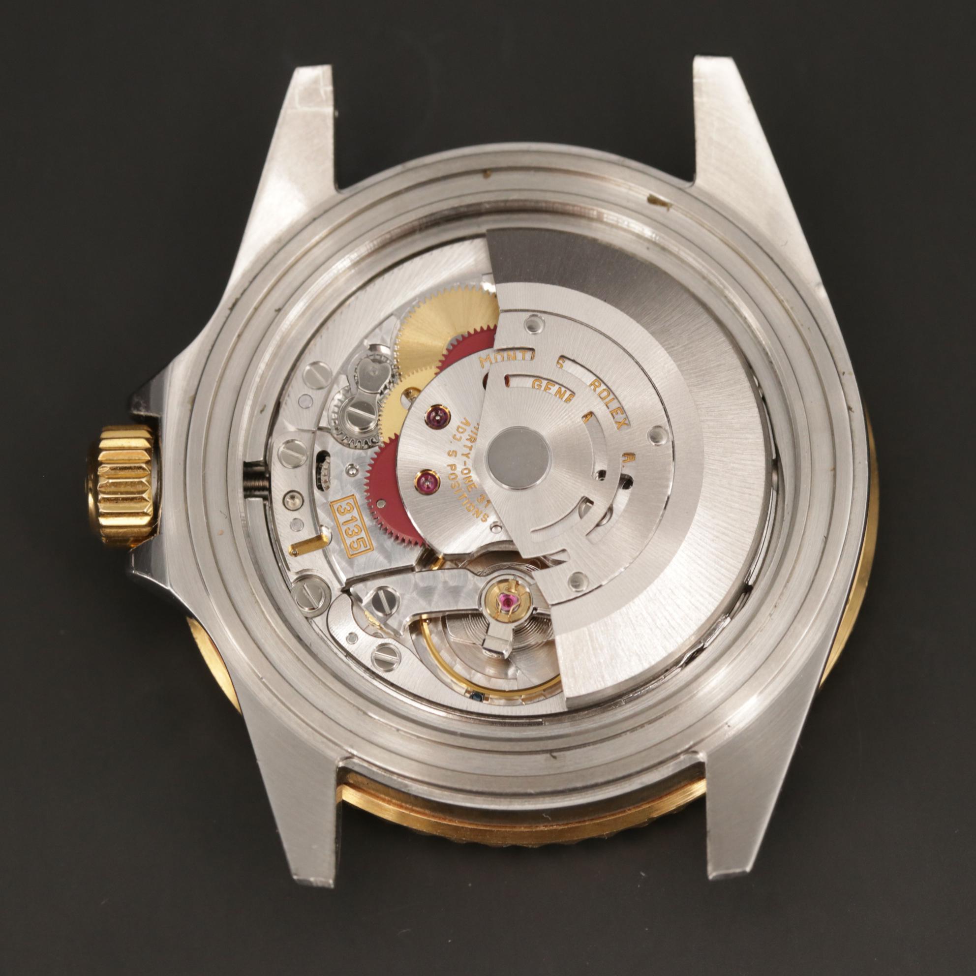 Rolex 18K Submariner Sapphire and Diamond Watch with Serti Dial, 1999