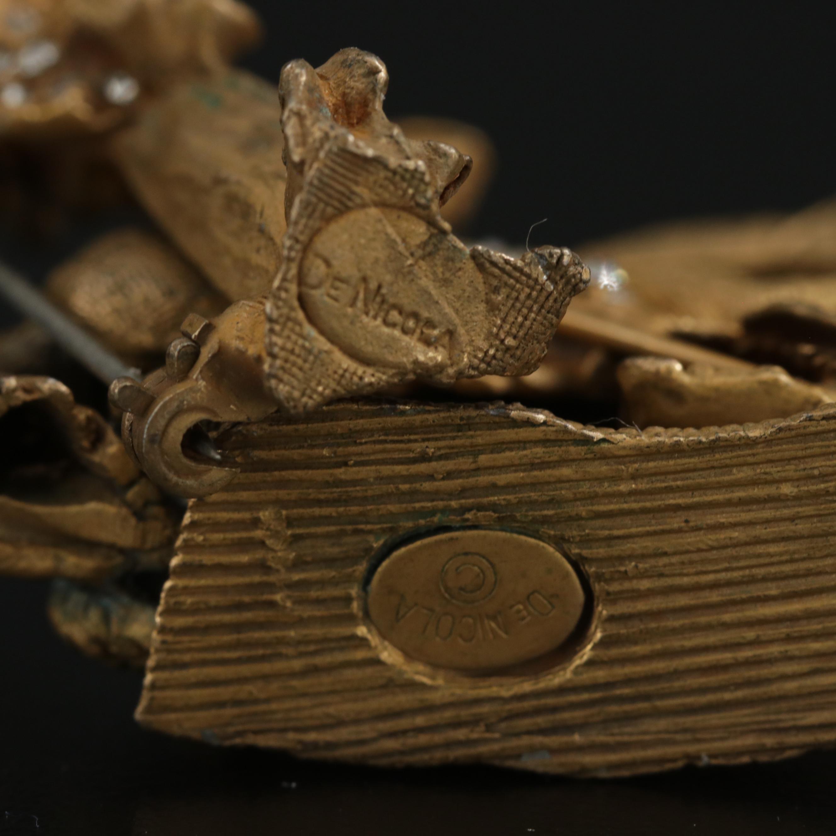 Vintage De Nicola Saint George and the Dragon and Angel Brooches