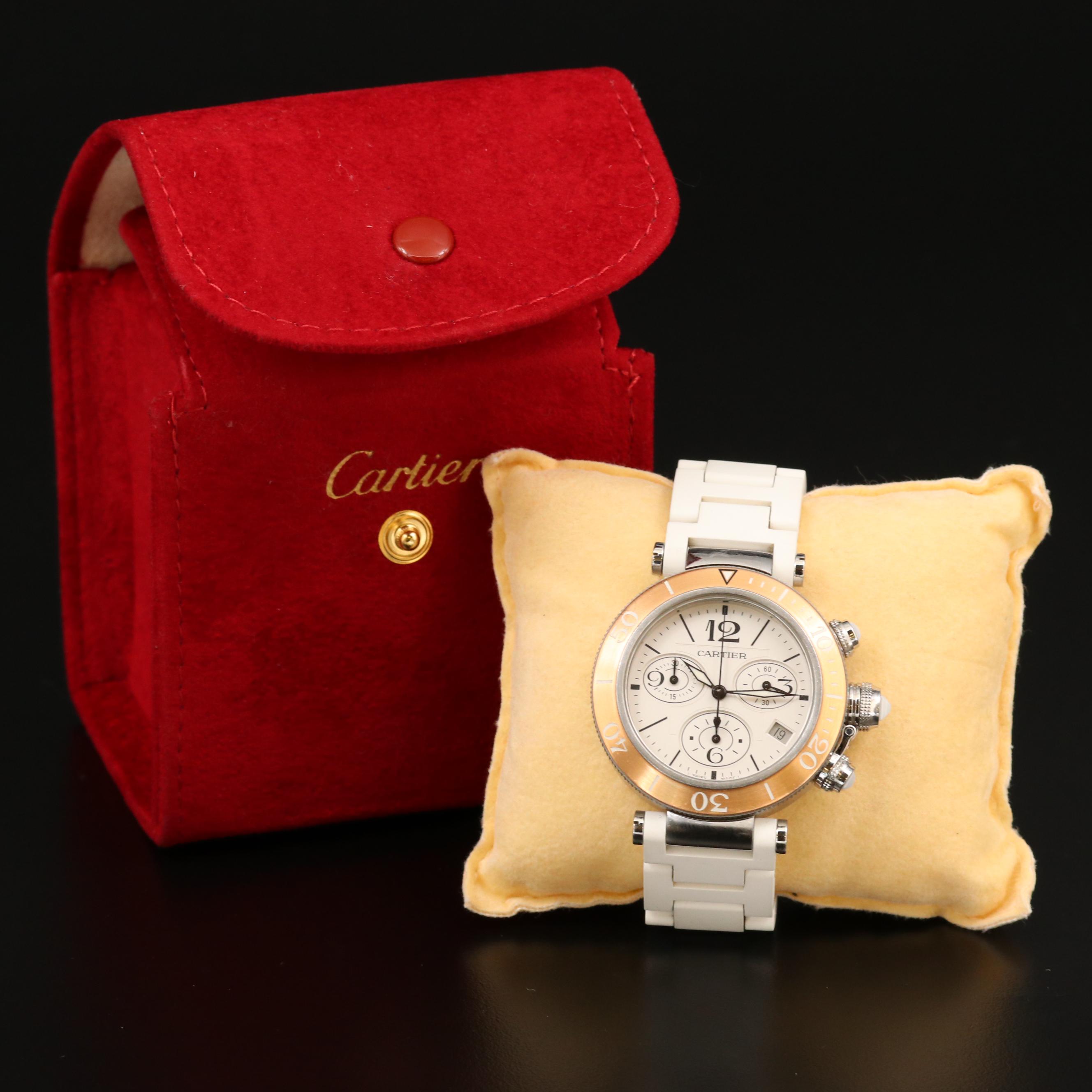 Cartier Pasha Seatimer 18K Rose Gold and Stainless Steel Chronograph Watch