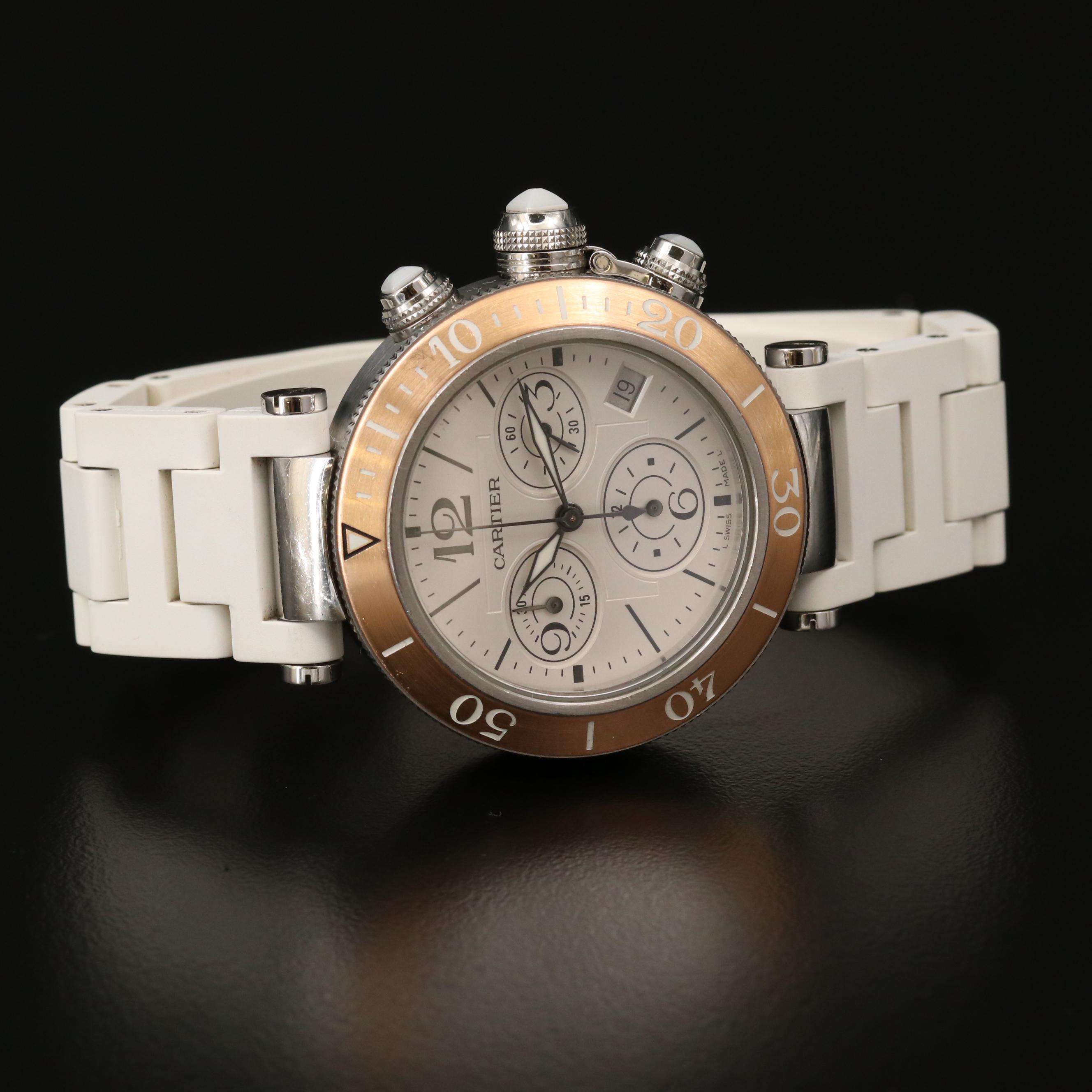 Cartier Pasha Seatimer 18K Rose Gold and Stainless Steel Chronograph Watch