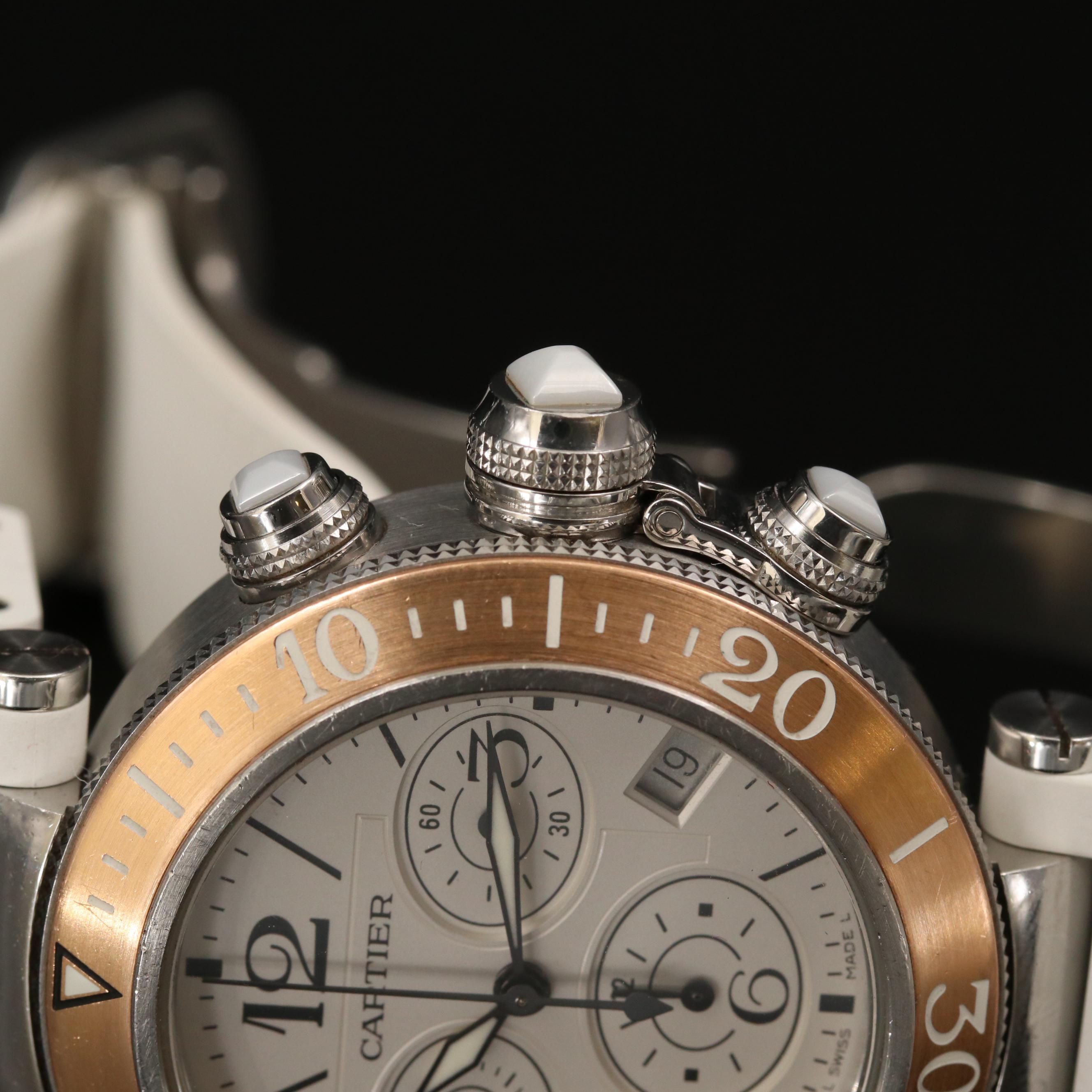 Cartier Pasha Seatimer 18K Rose Gold and Stainless Steel Chronograph Watch