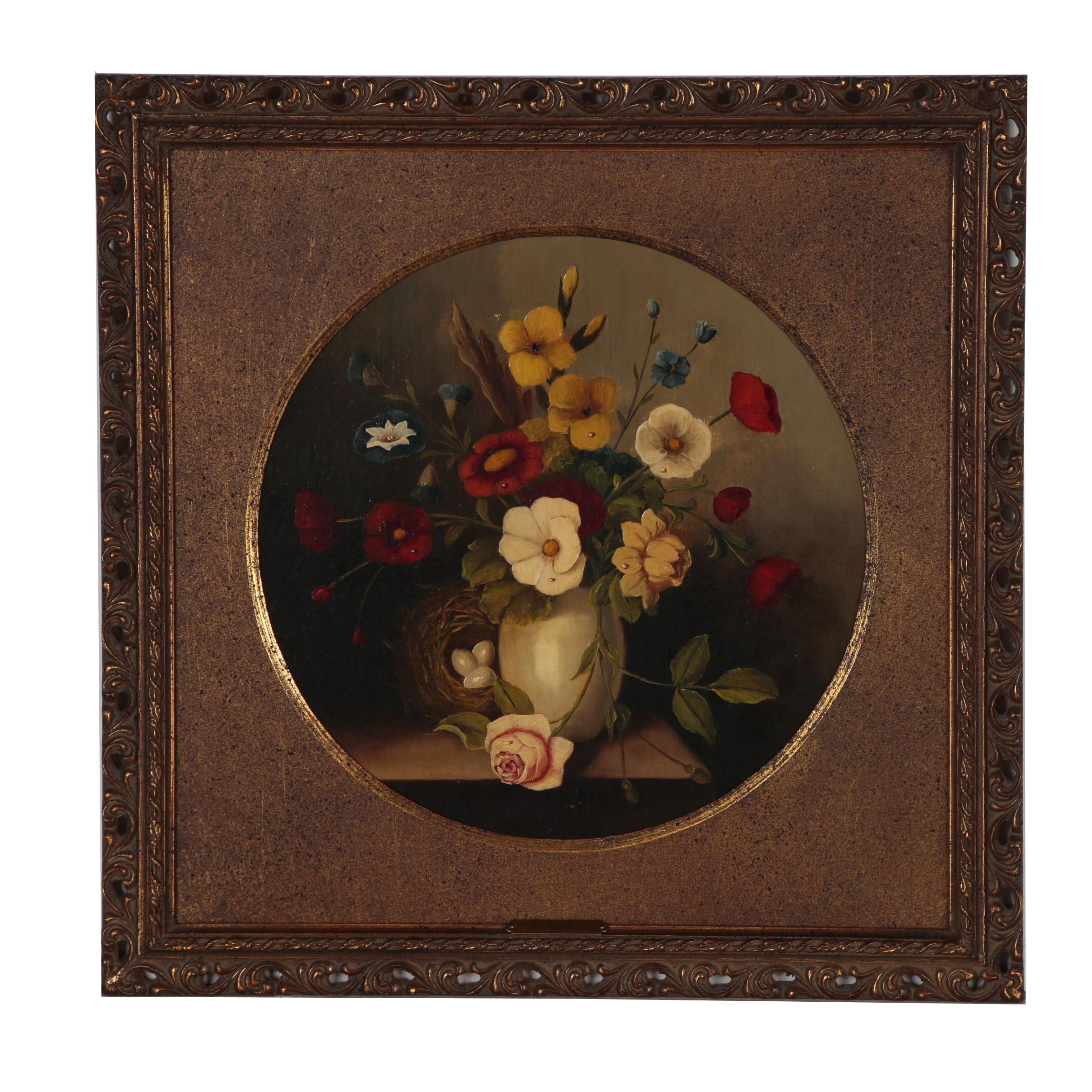 P. DuBois Floral Oil Painting