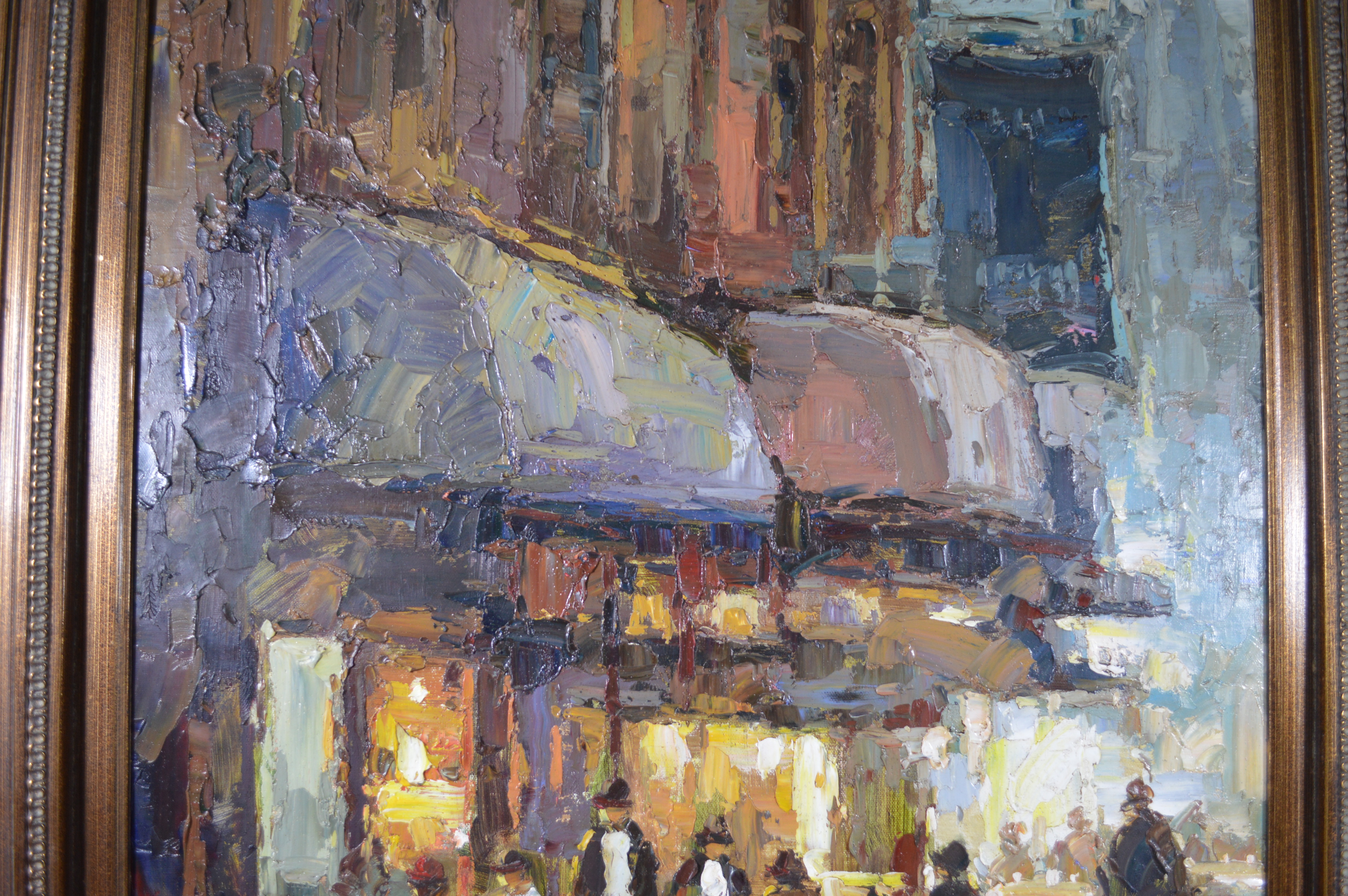Oil Painting of Cafe Street Scene