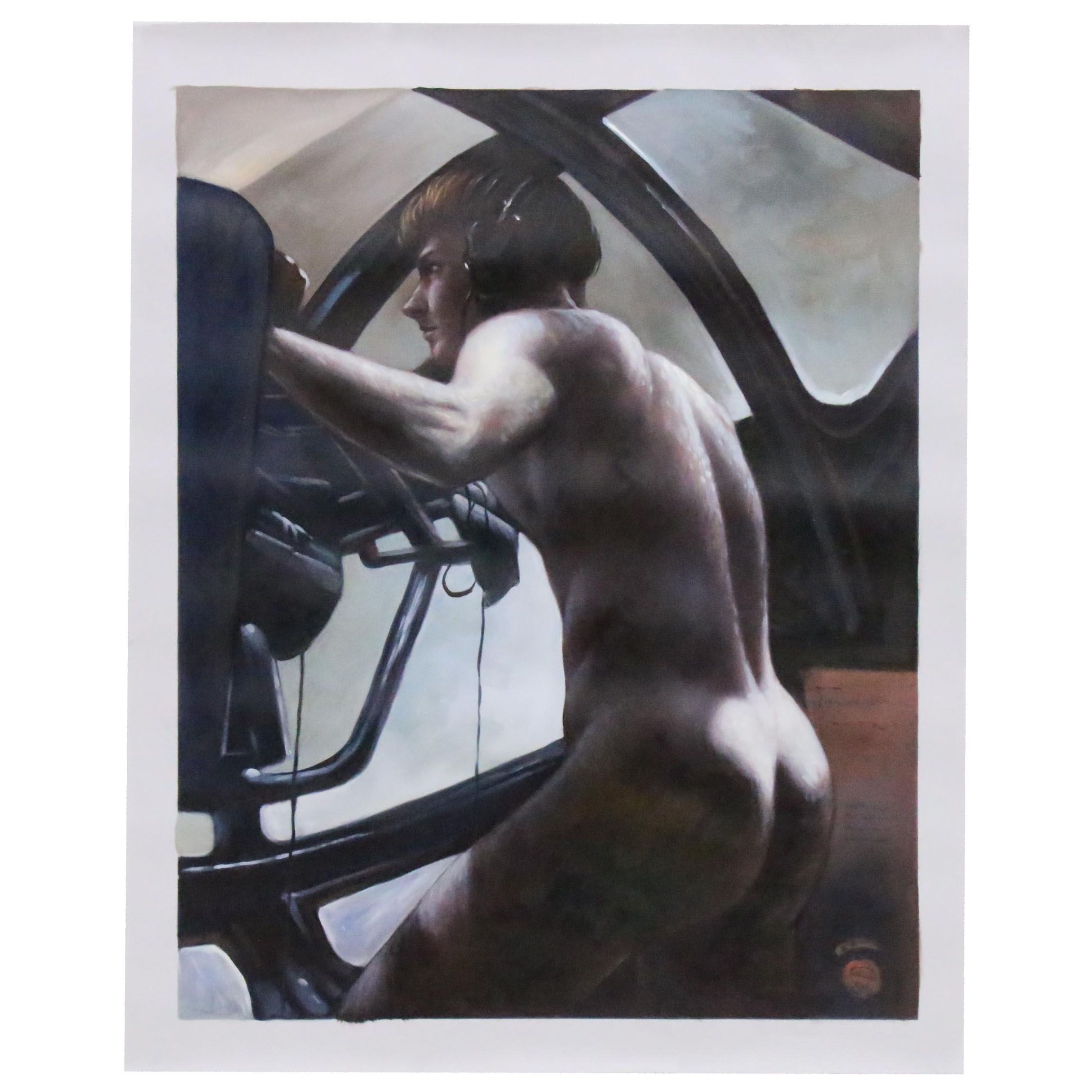 Oil Painting after Horace Bristol Photograph "The Naked Gunner"