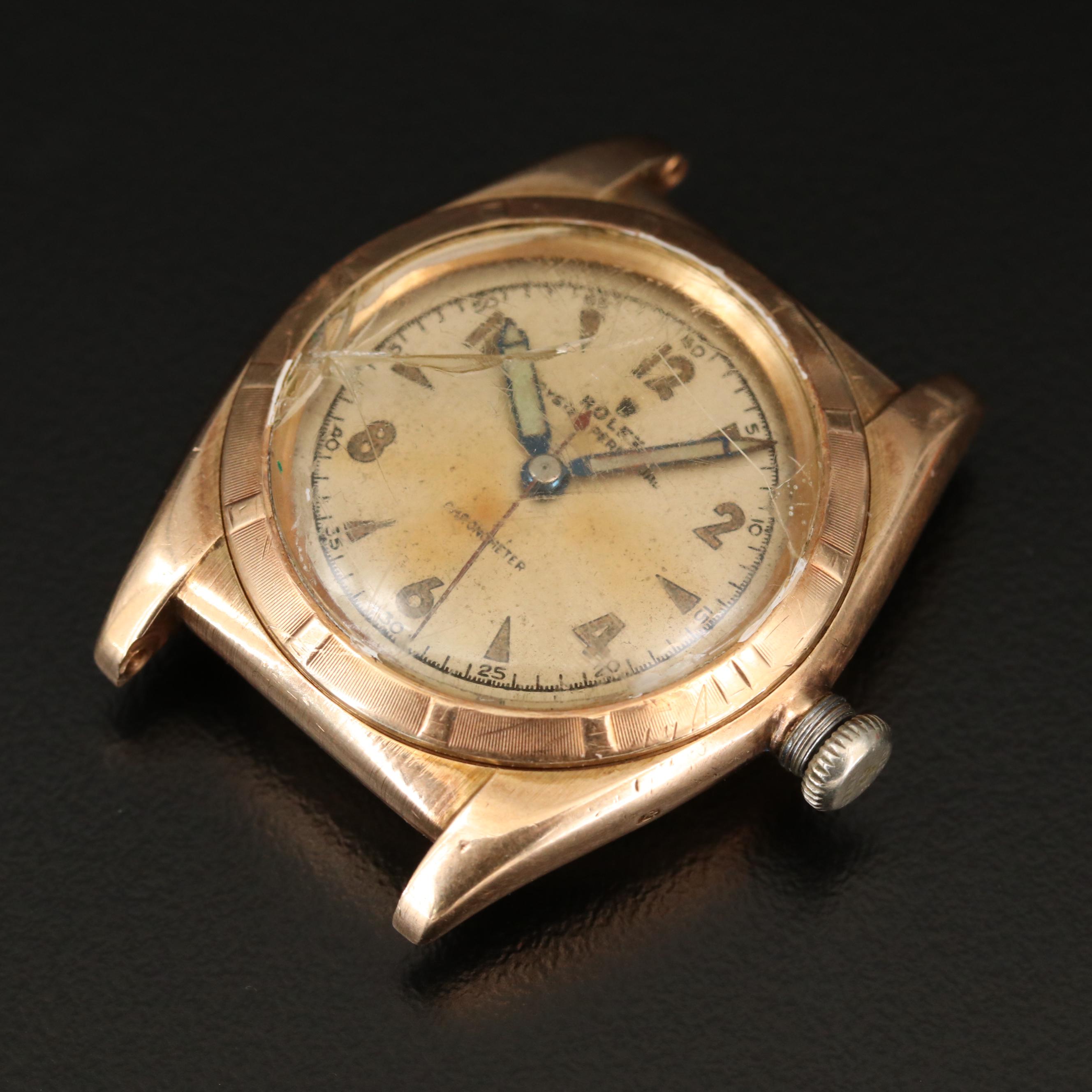 14K Gold Rolex Oyster Perpetual Bubble Back Chronometer Watch, Vintage