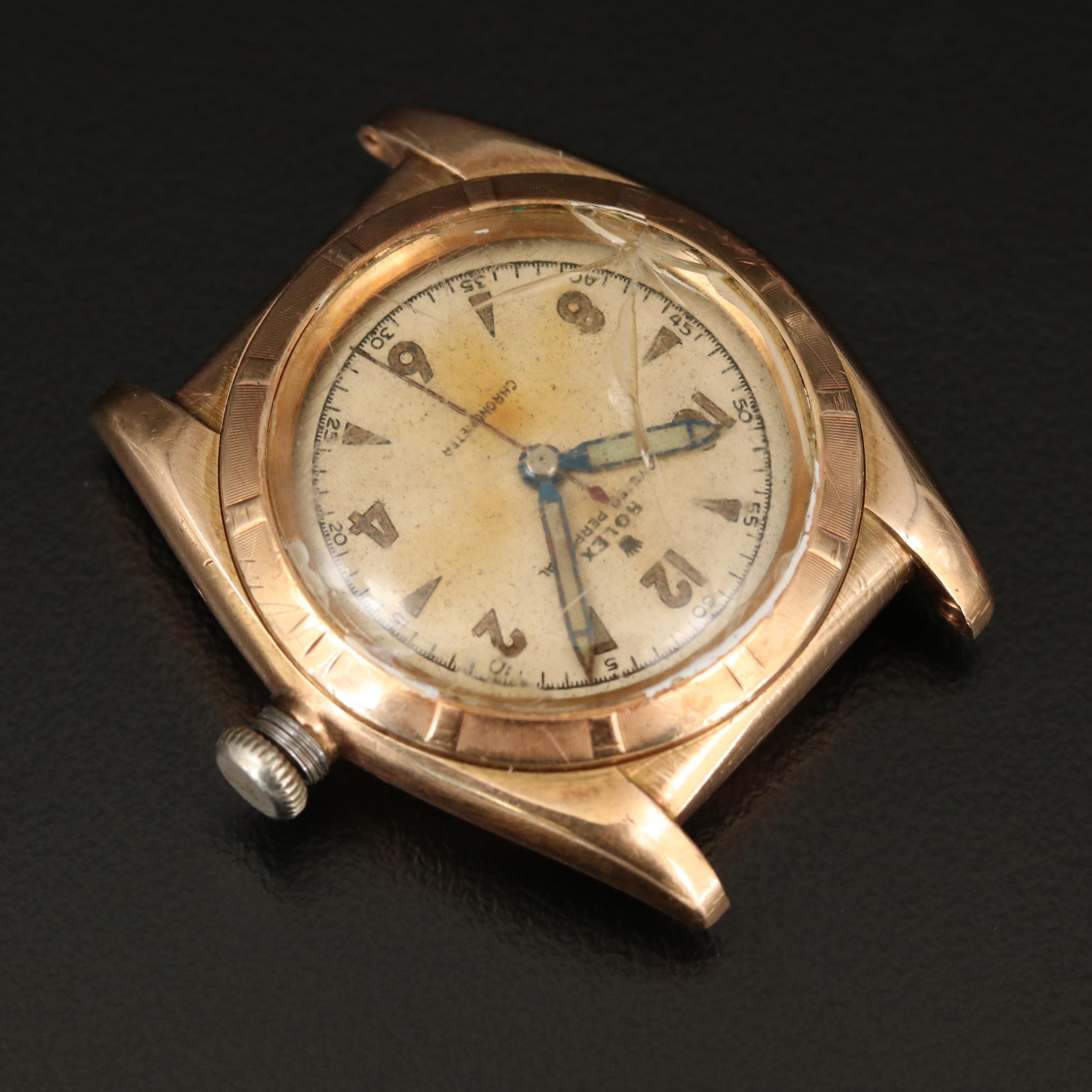 14K Gold Rolex Oyster Perpetual Bubble Back Chronometer Watch, Vintage