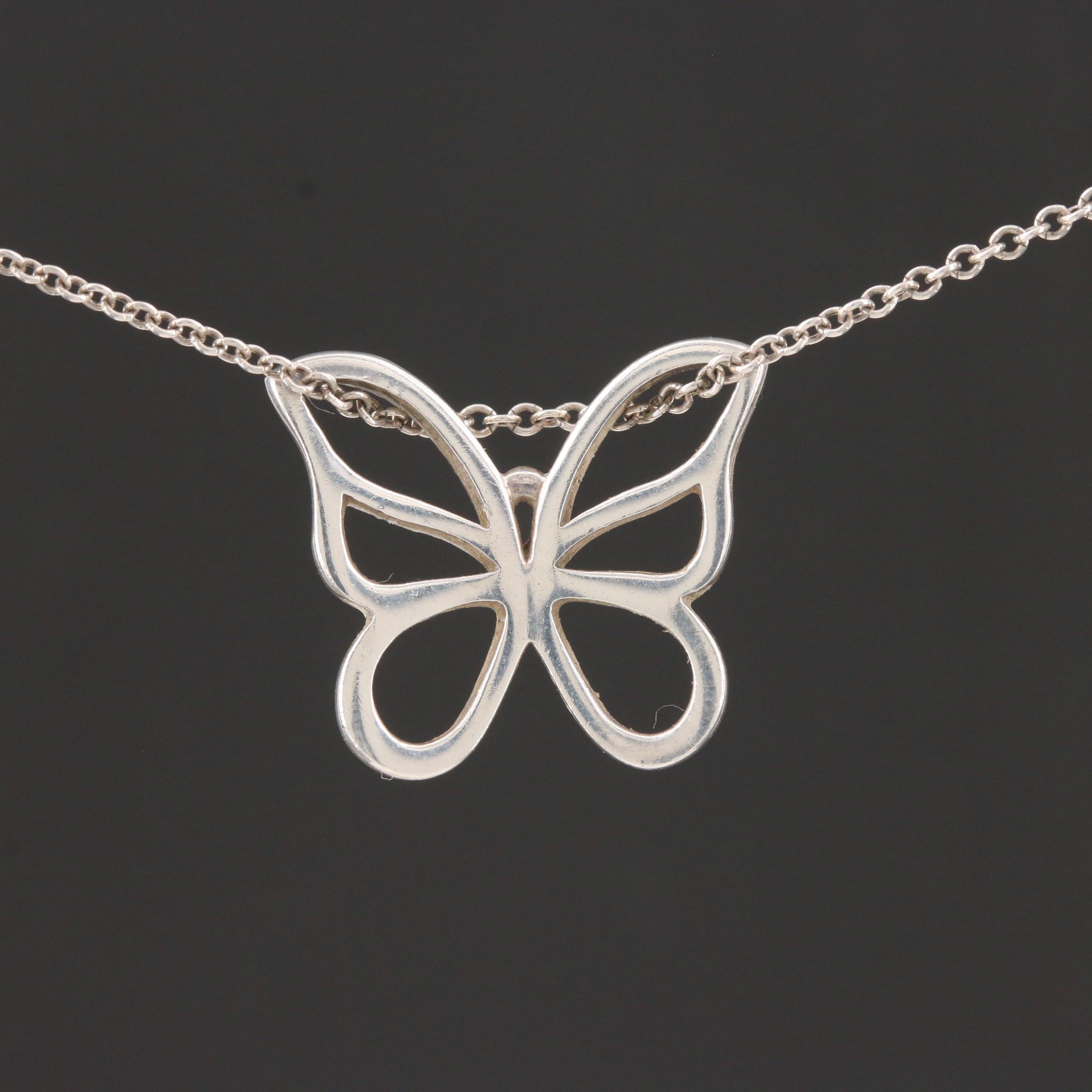 Tiffany & Co. Sterling Silver Butterfly Pendant Necklace