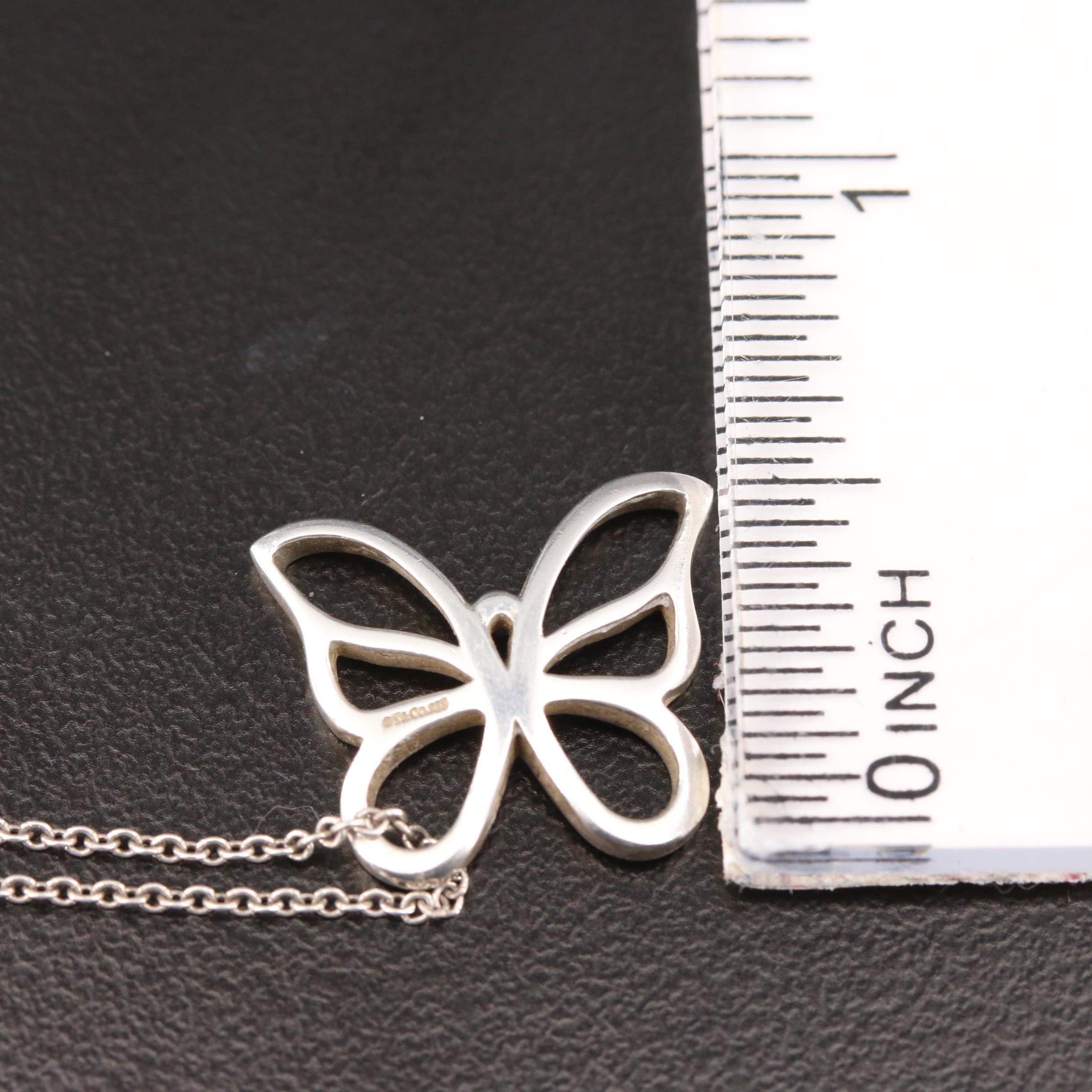 Tiffany & Co. Sterling Silver Butterfly Pendant Necklace