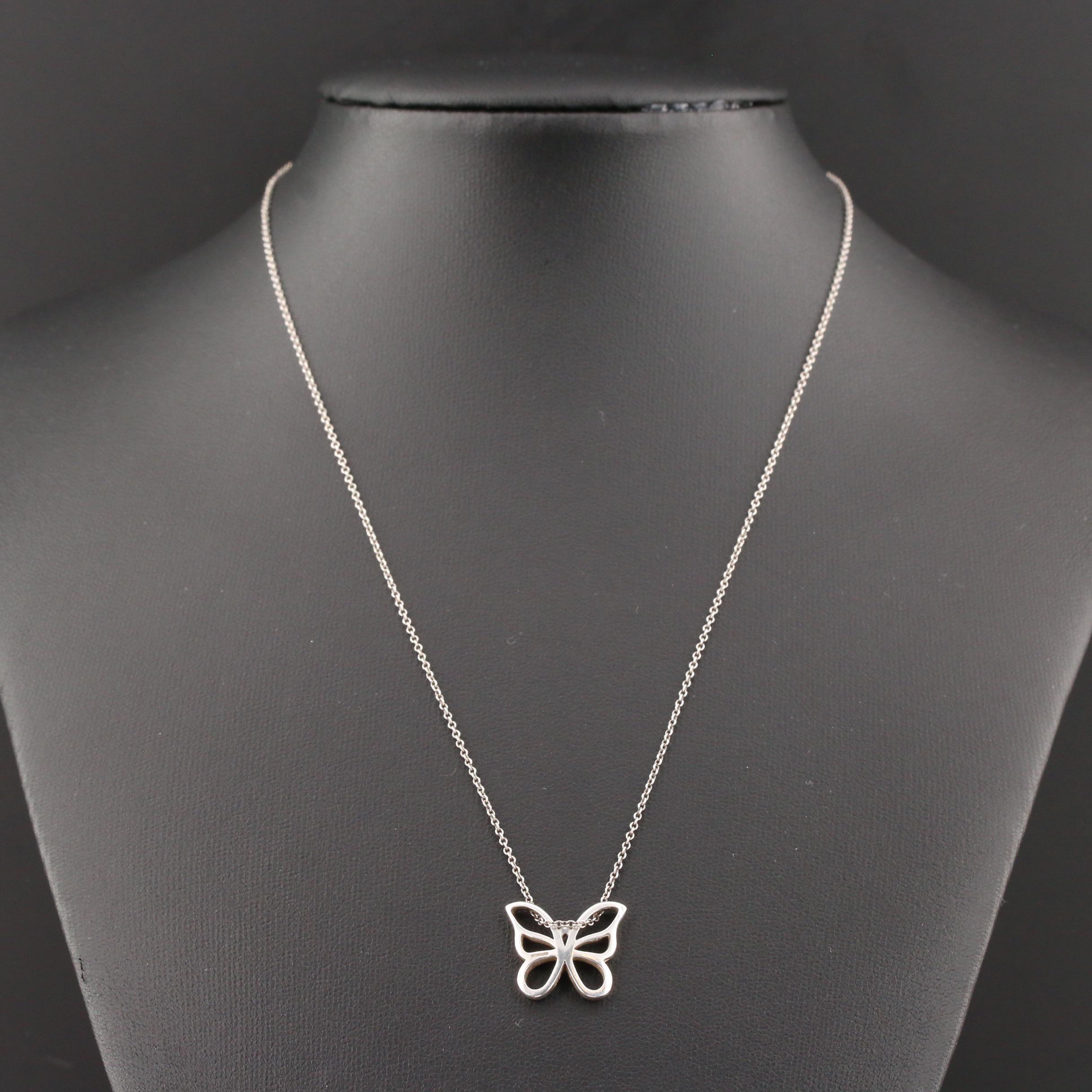 Tiffany & Co. Sterling Silver Butterfly Pendant Necklace