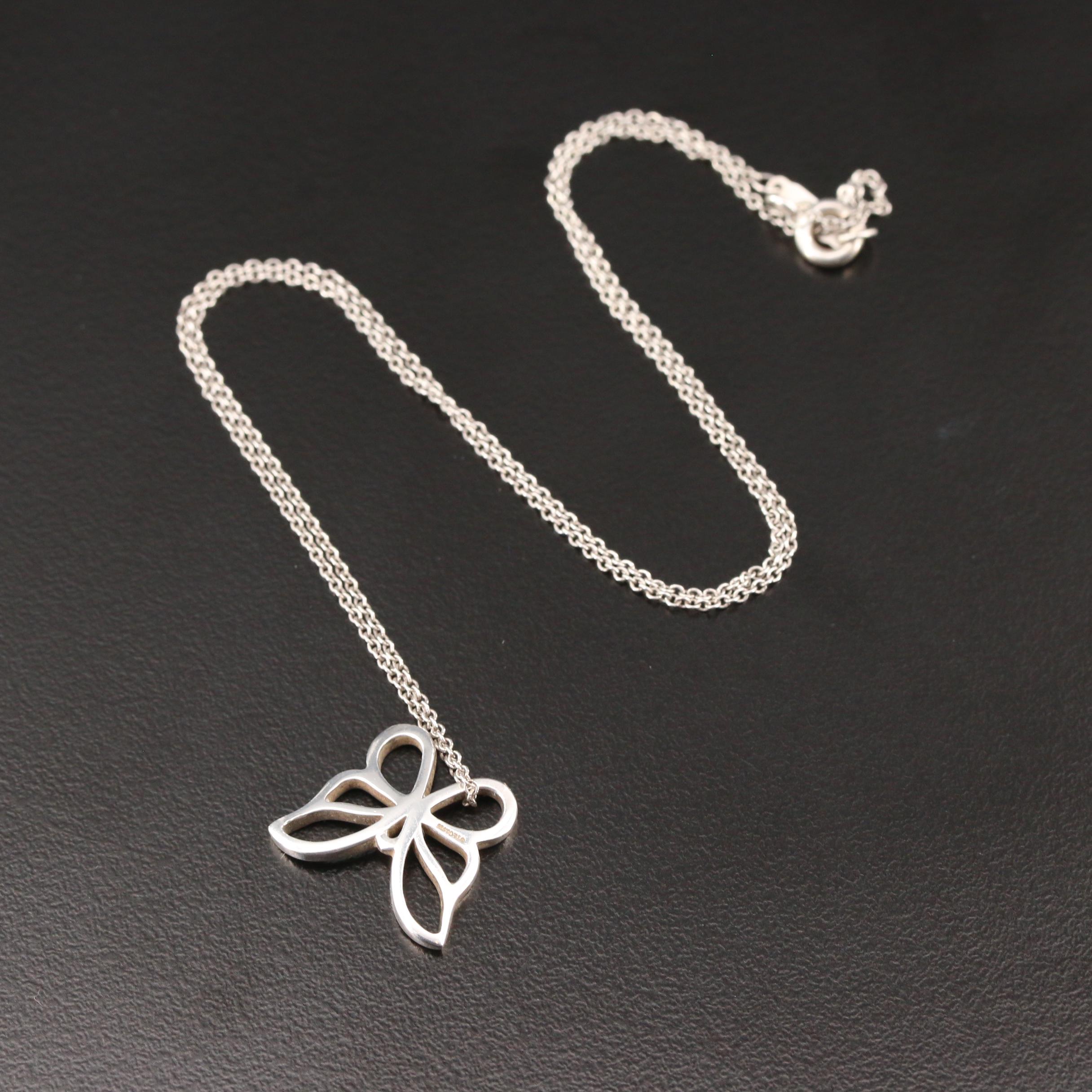 Tiffany & Co. Sterling Silver Butterfly Pendant Necklace