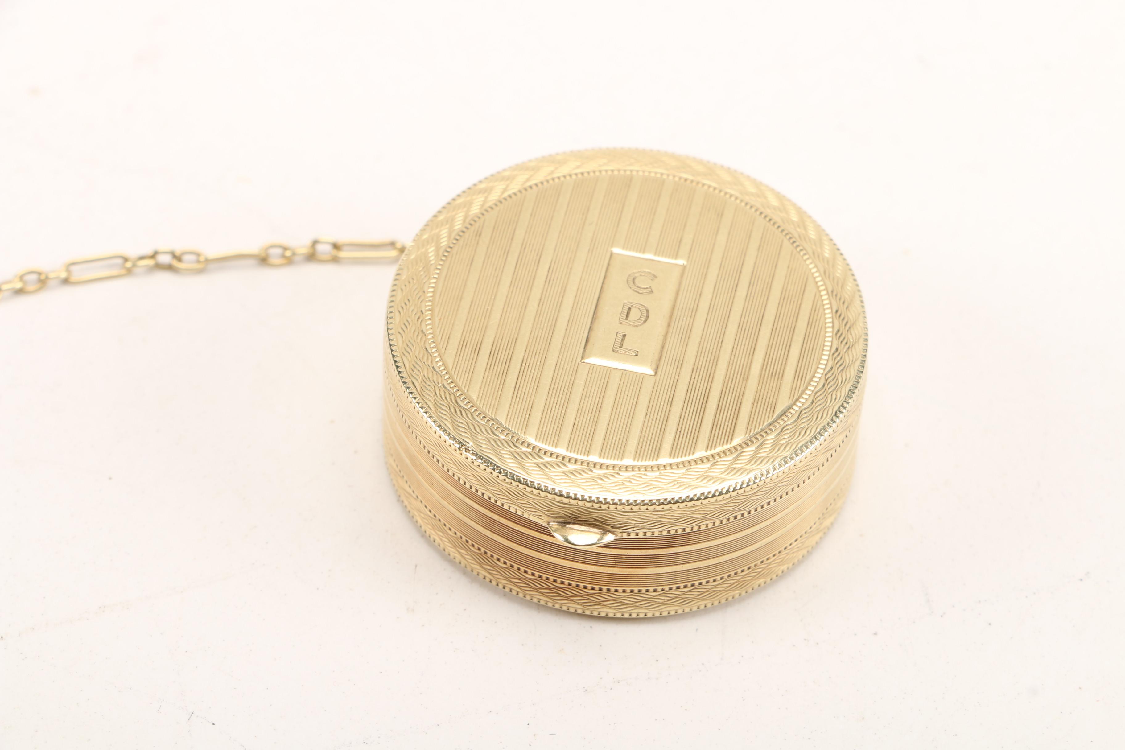 Tiffany & Co. 14K Yellow Gold Chatelaine with Compact and Lipstick Case, Vintage
