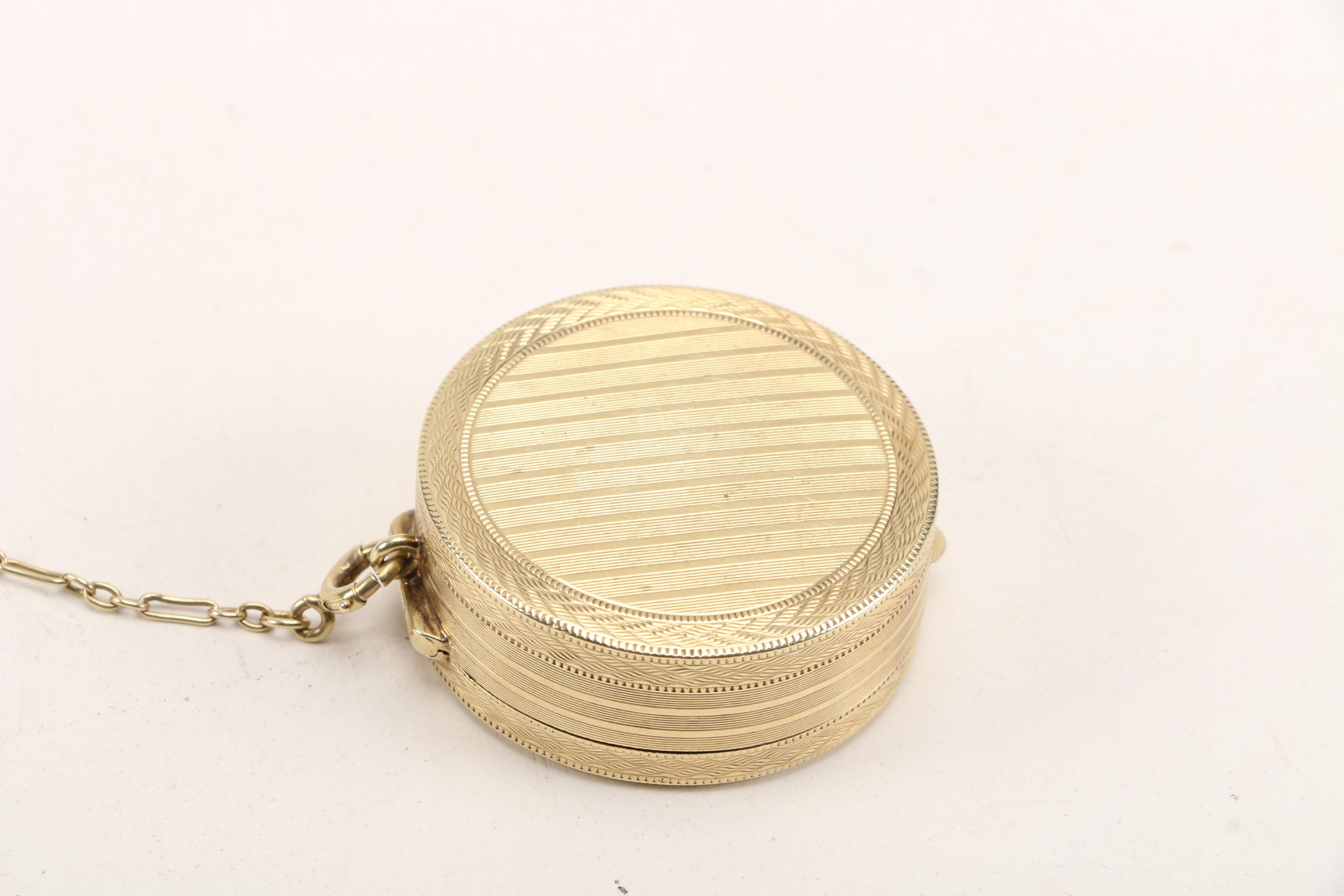 Tiffany & Co. 14K Yellow Gold Chatelaine with Compact and Lipstick Case, Vintage