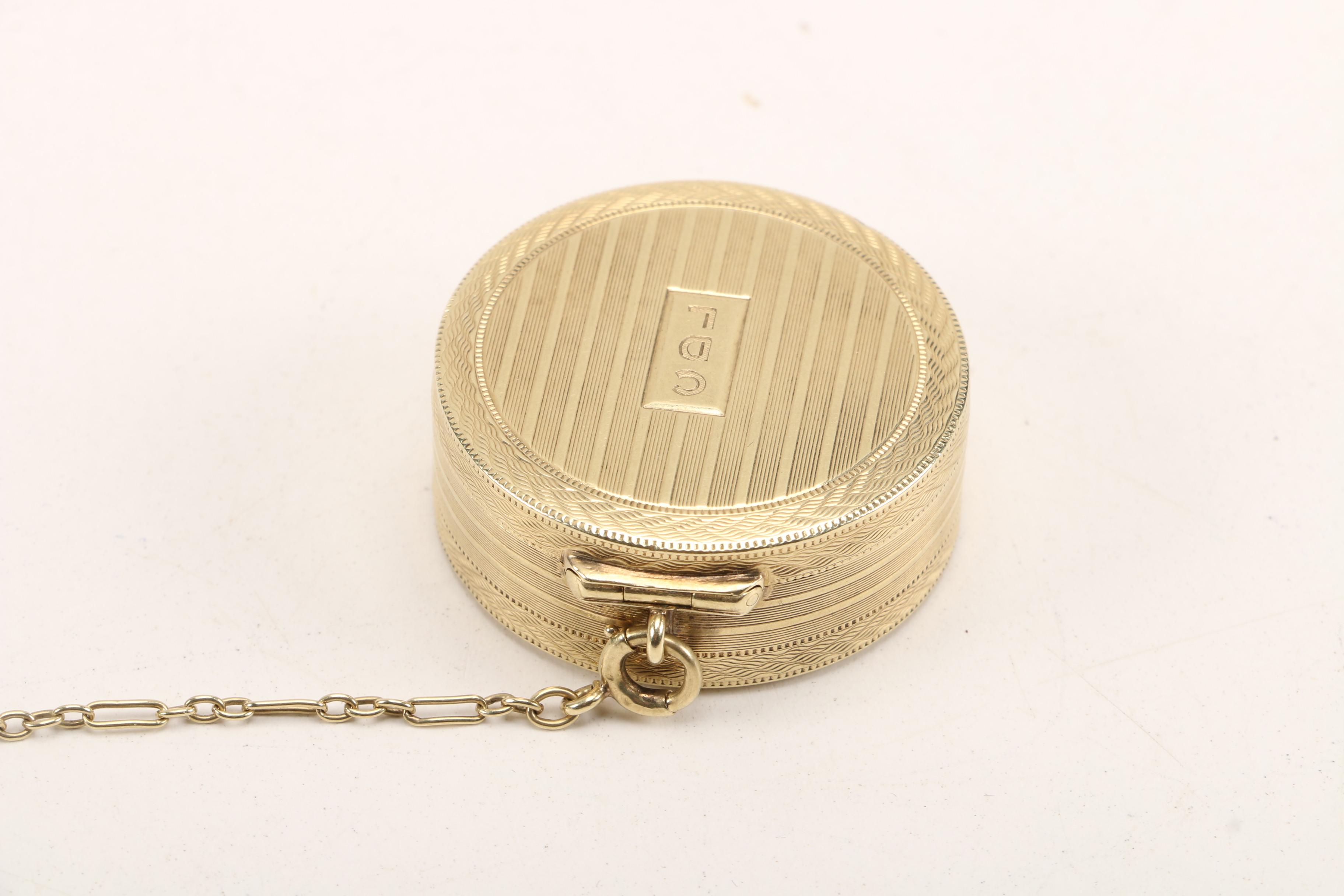Tiffany & Co. 14K Yellow Gold Chatelaine with Compact and Lipstick Case, Vintage