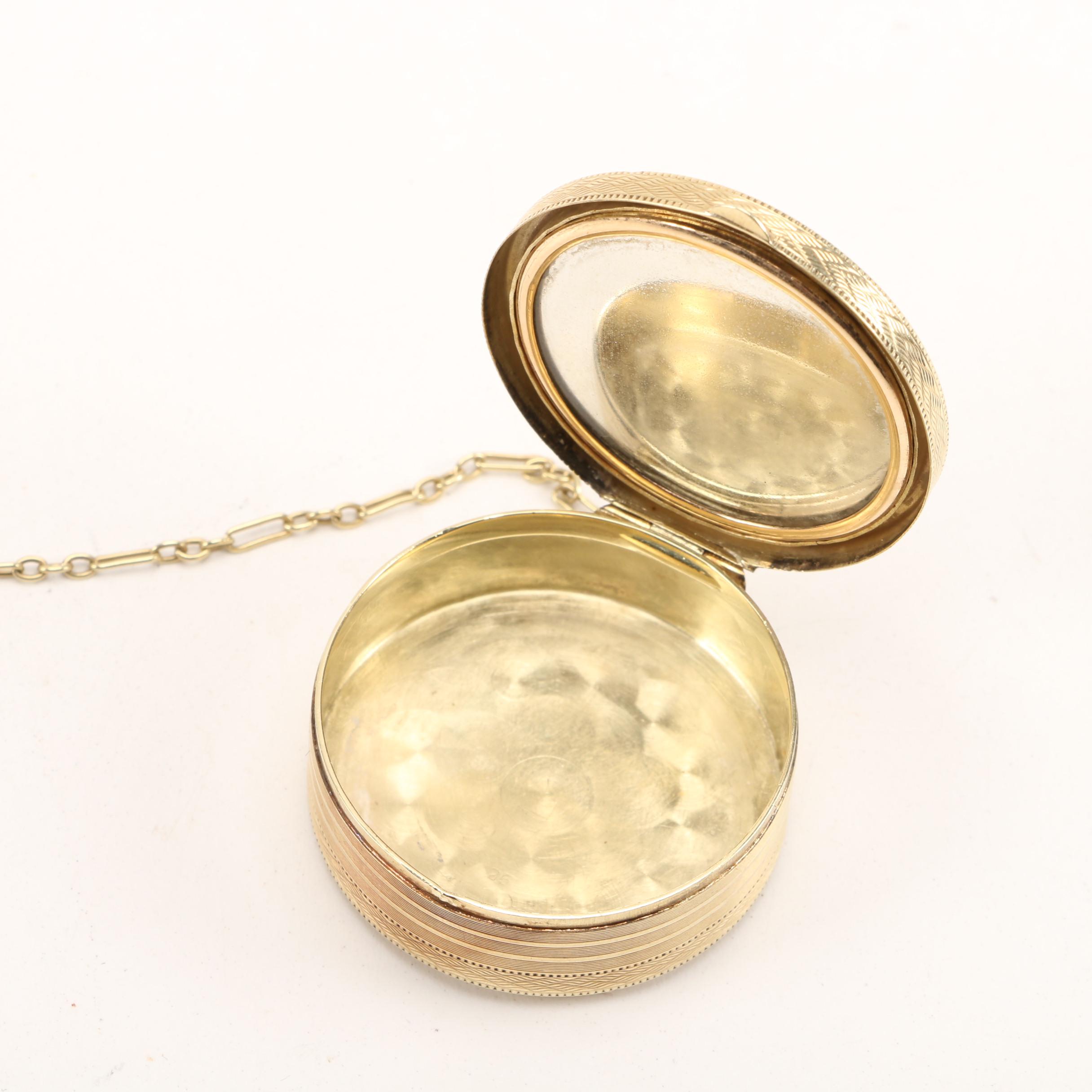 Tiffany & Co. 14K Yellow Gold Chatelaine with Compact and Lipstick Case, Vintage