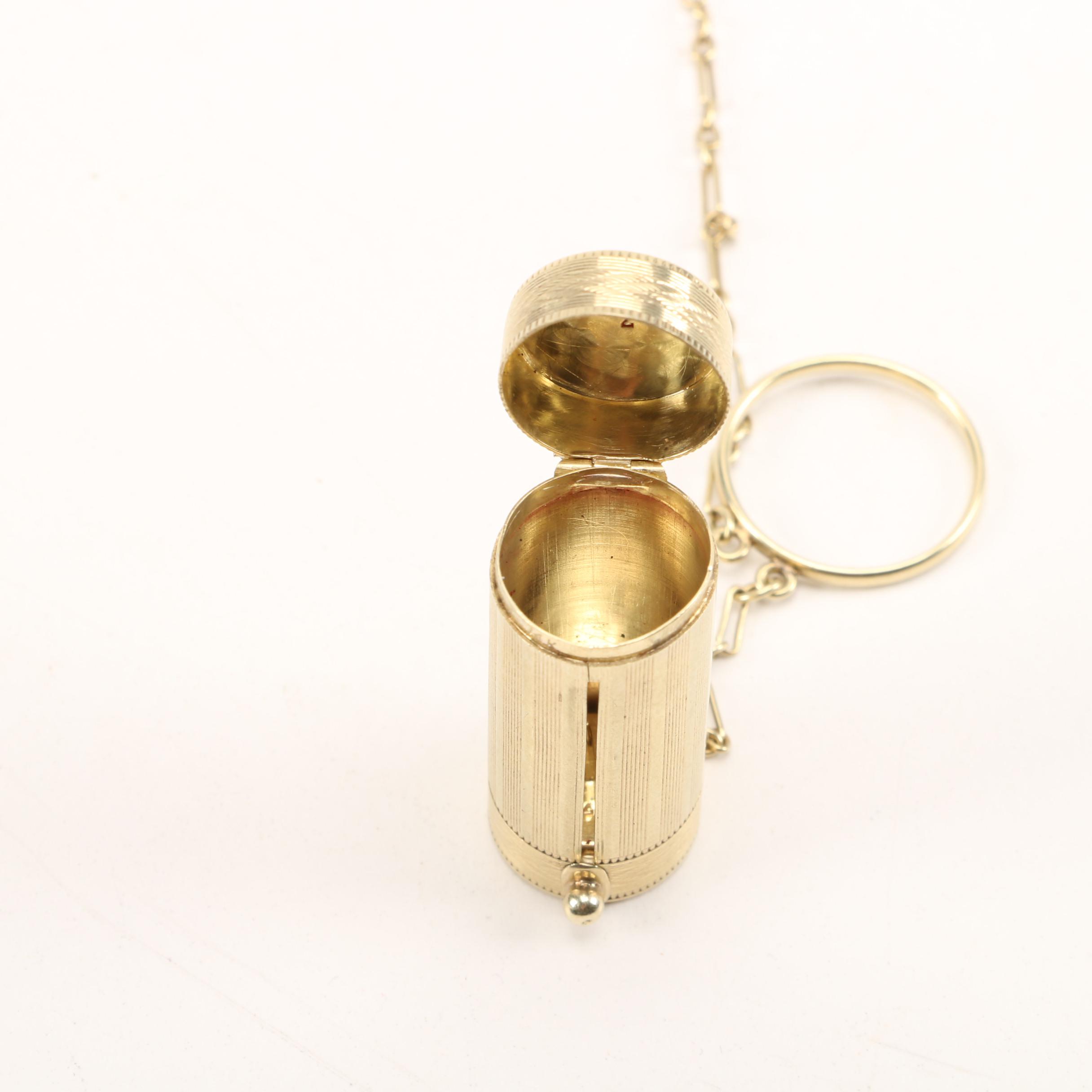 Tiffany & Co. 14K Yellow Gold Chatelaine with Compact and Lipstick Case, Vintage