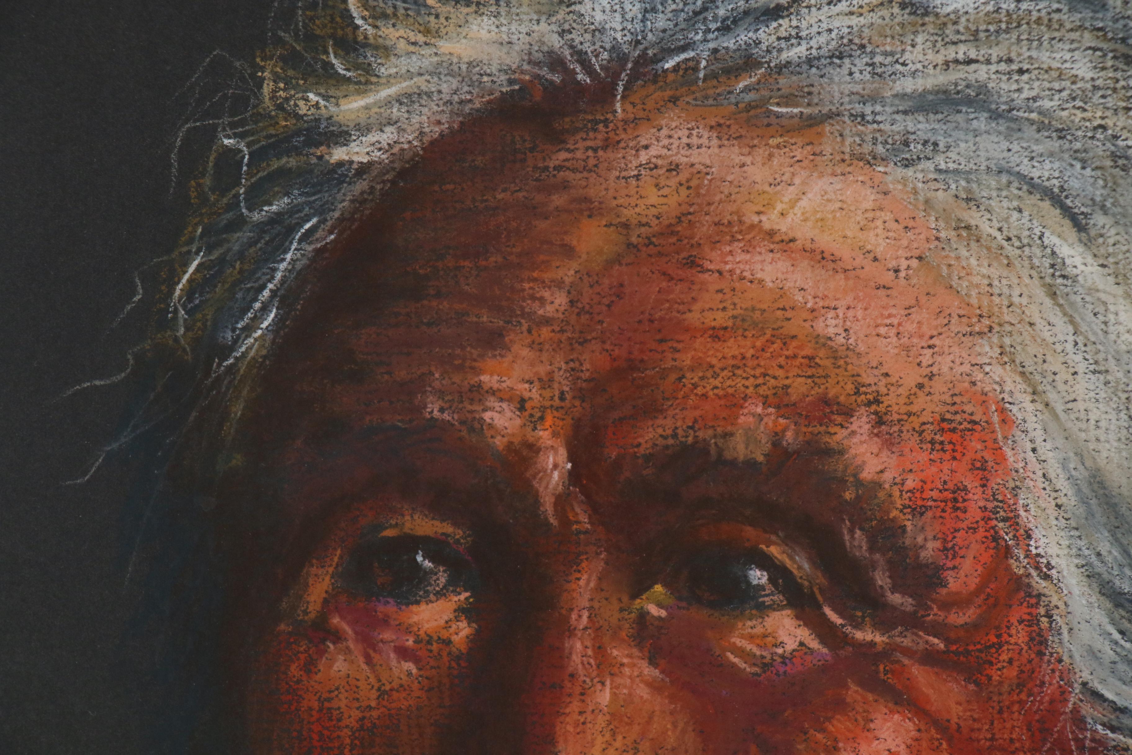 Shirley Beers Pastel Portrait Drawing of Native American Man