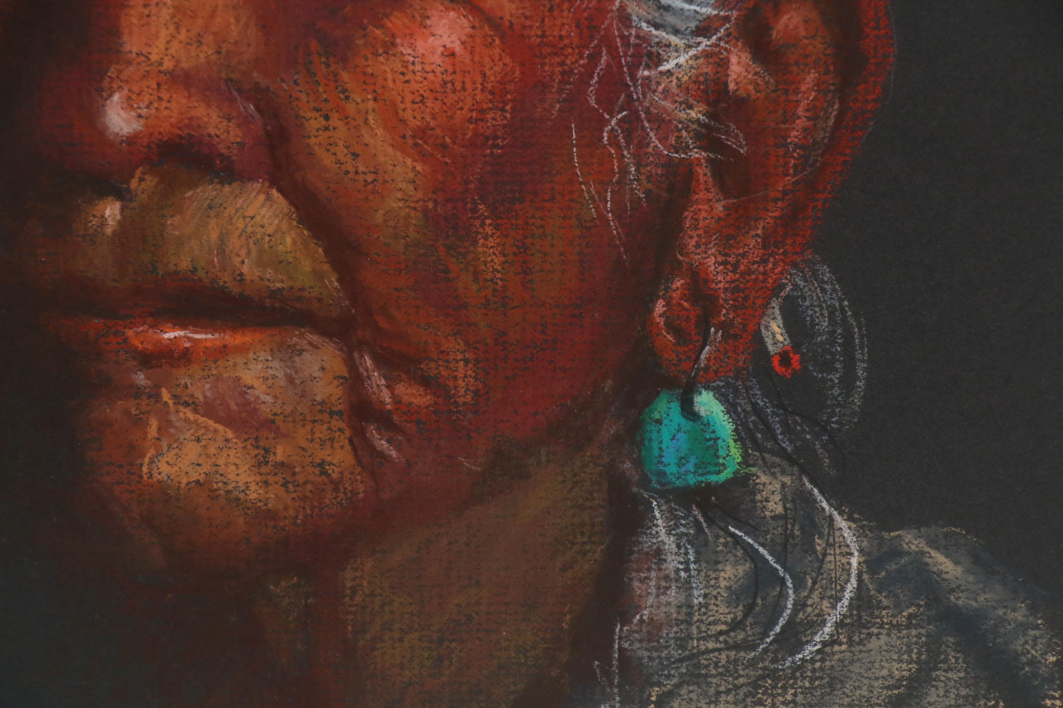 Shirley Beers Pastel Portrait Drawing of Native American Man