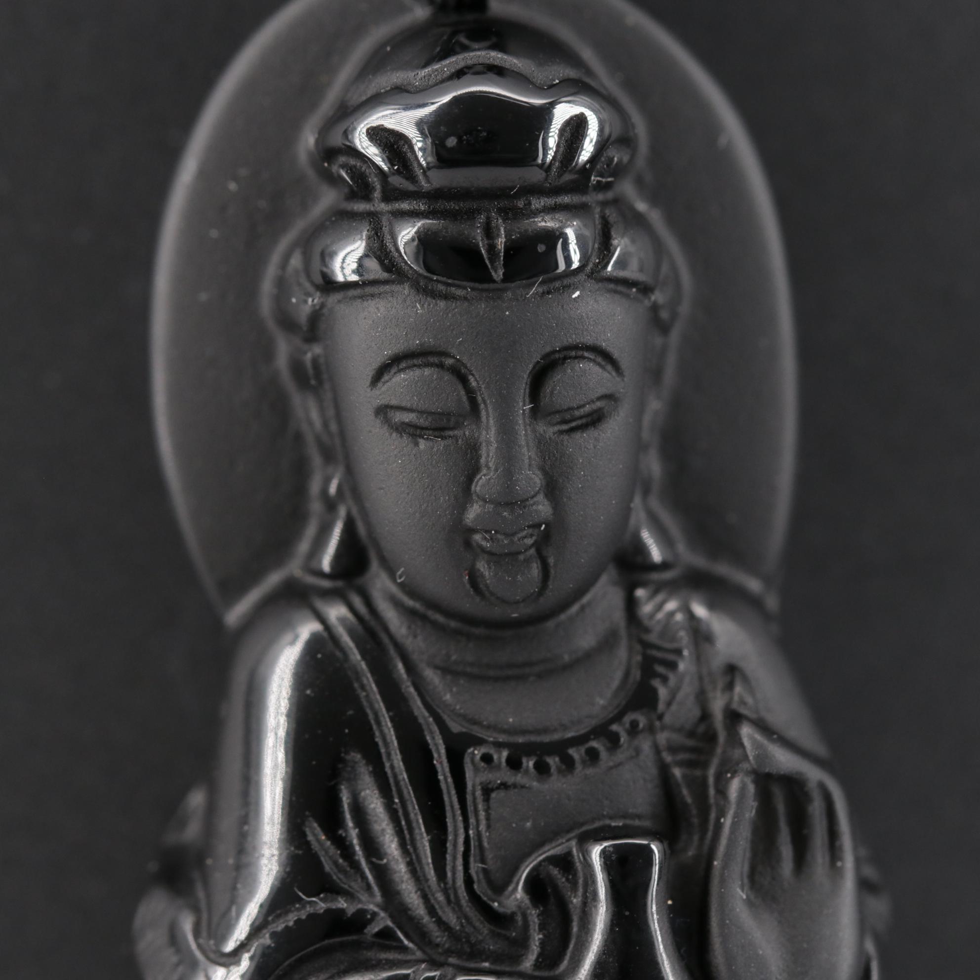 Beaded Obsidian Buddha Necklace