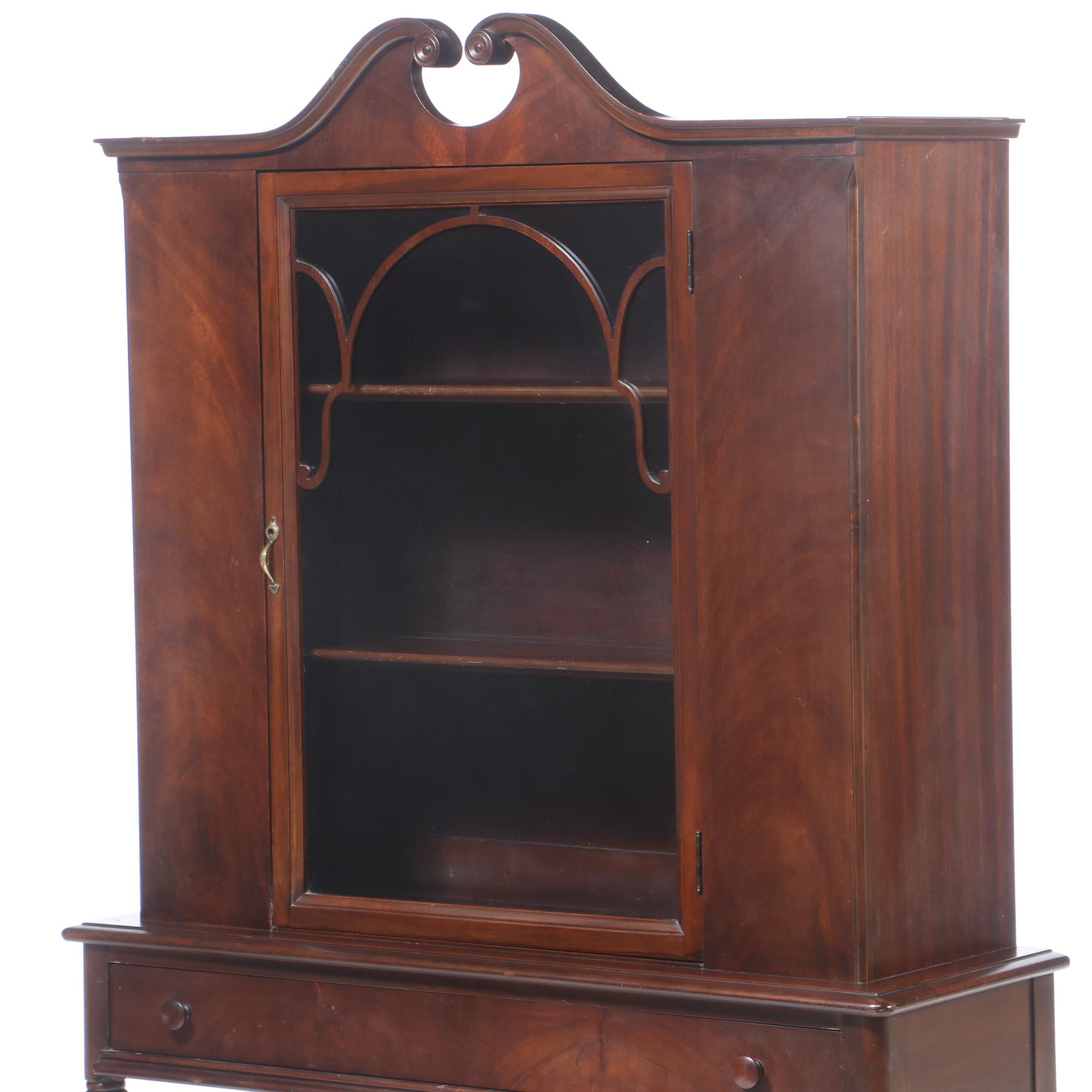 Limbert Federal Style Mahogany-Veneered and Stained China Cabinet, circa 1930