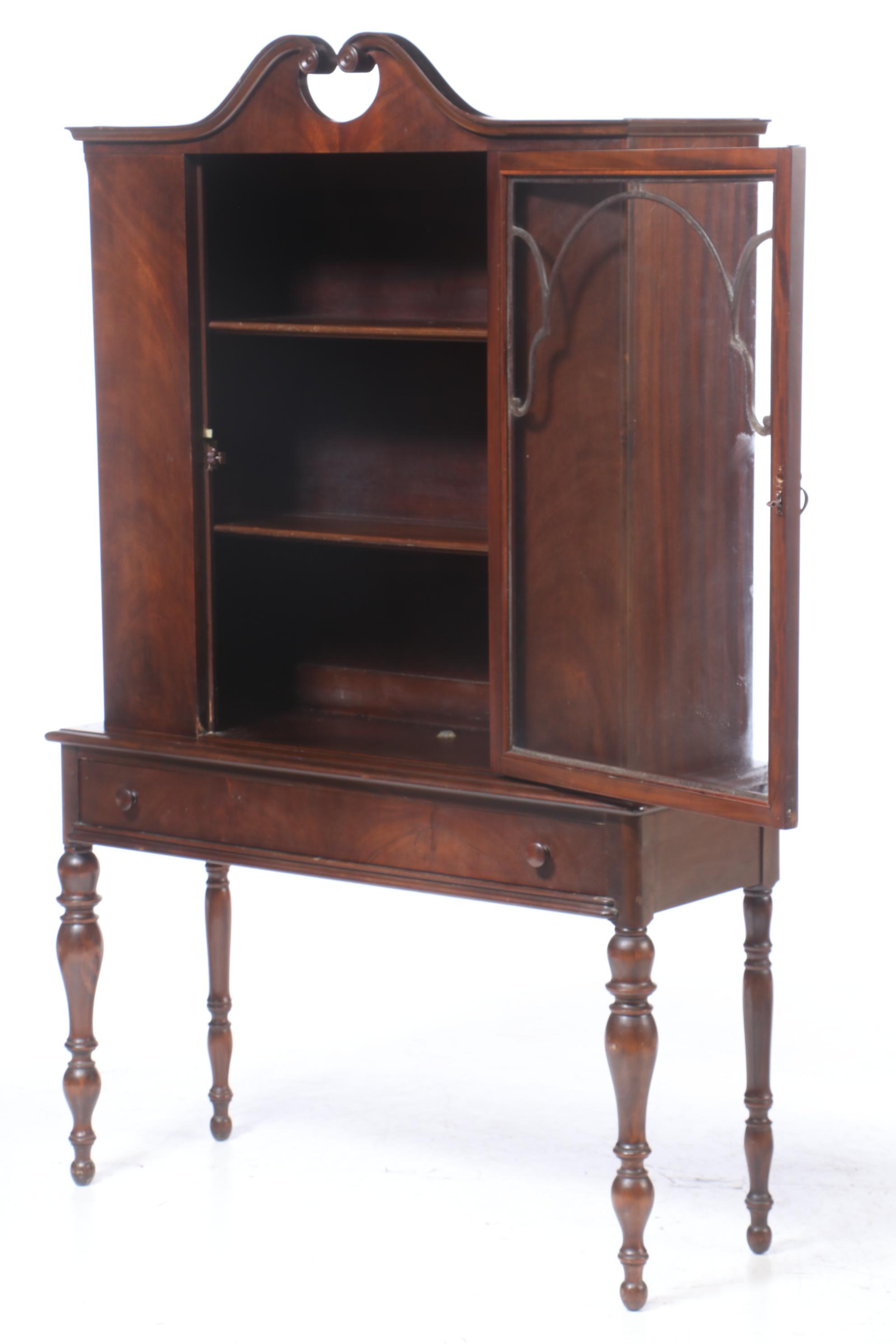 Limbert Federal Style Mahogany-Veneered and Stained China Cabinet, circa 1930