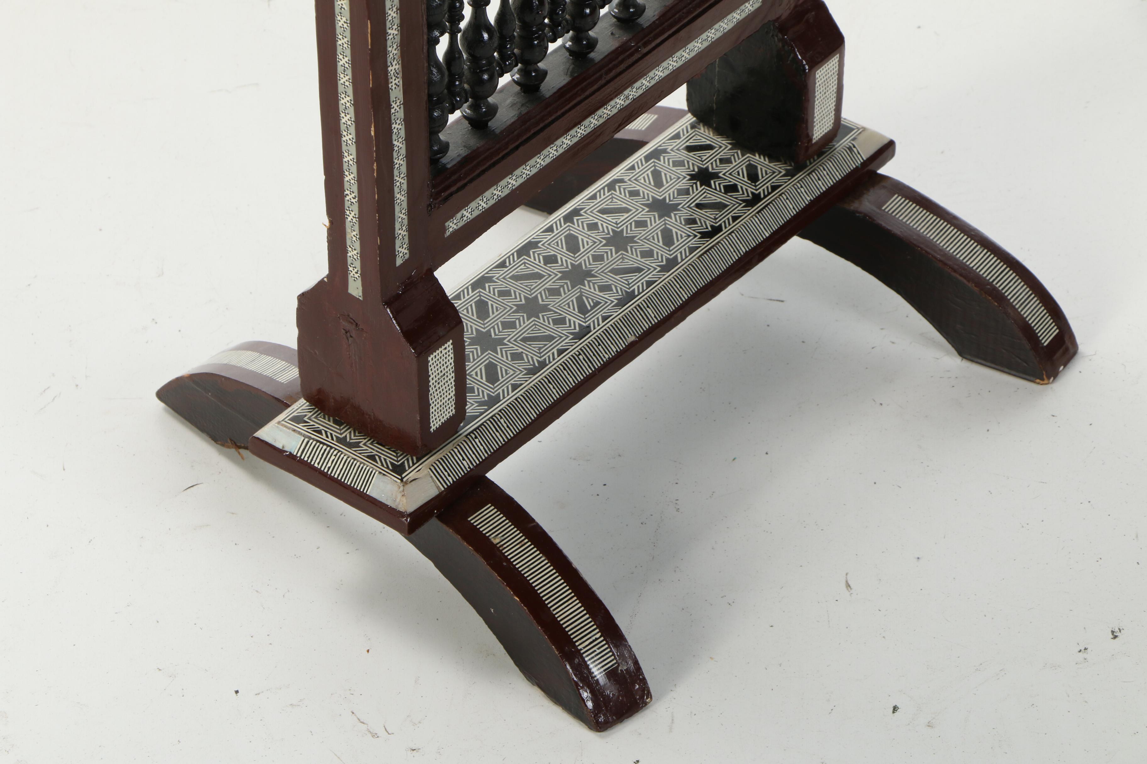 Egyptian Mother of Pearl and Abalone Inlay Tilt-Top Side Table