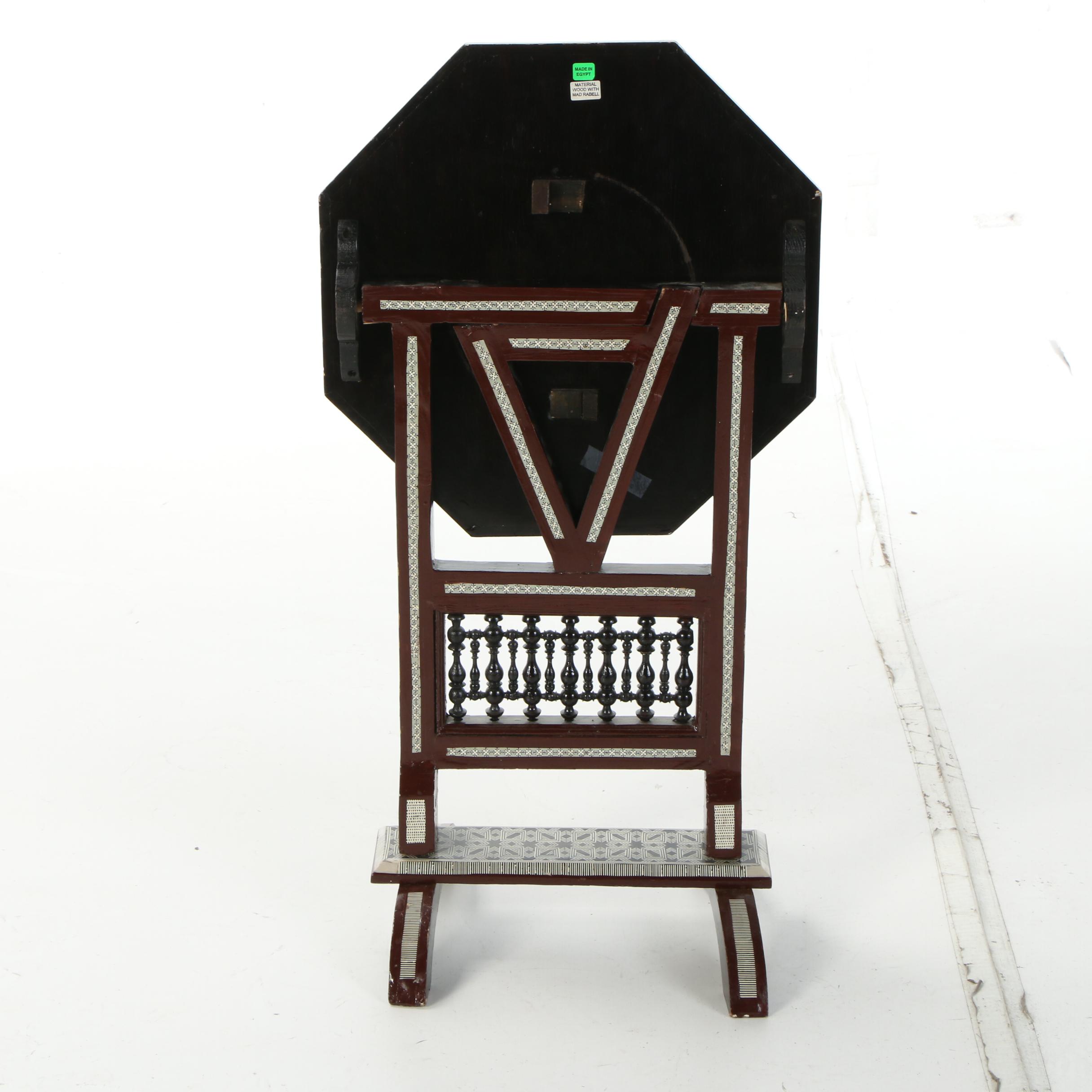 Egyptian Mother of Pearl and Abalone Inlay Tilt-Top Side Table