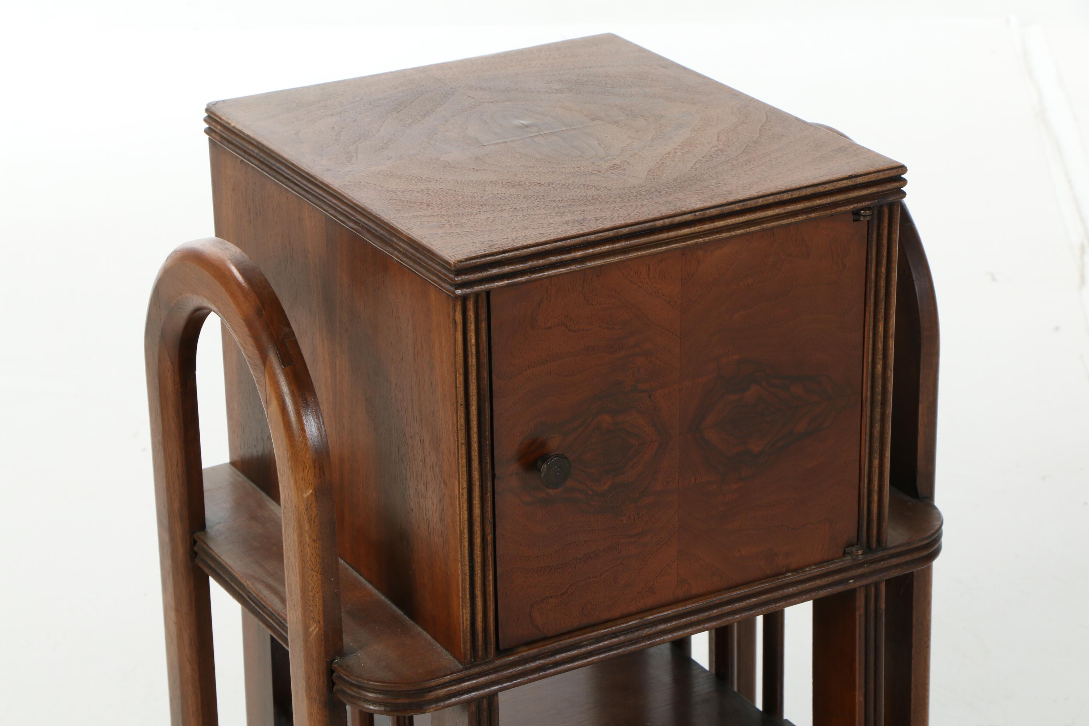 Art Deco Walnut and Figured Walnut Smoking Cabinet