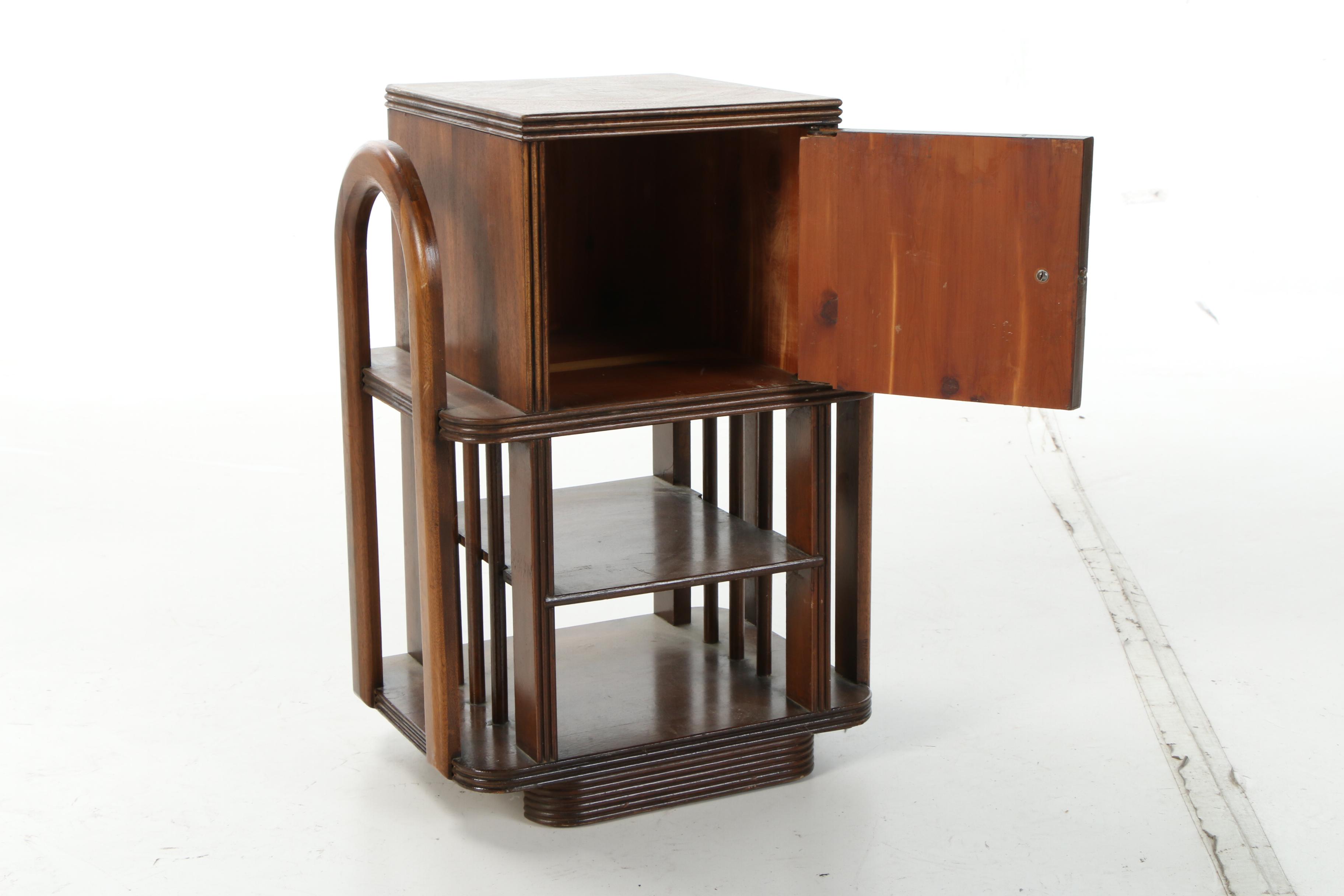 Art Deco Walnut and Figured Walnut Smoking Cabinet