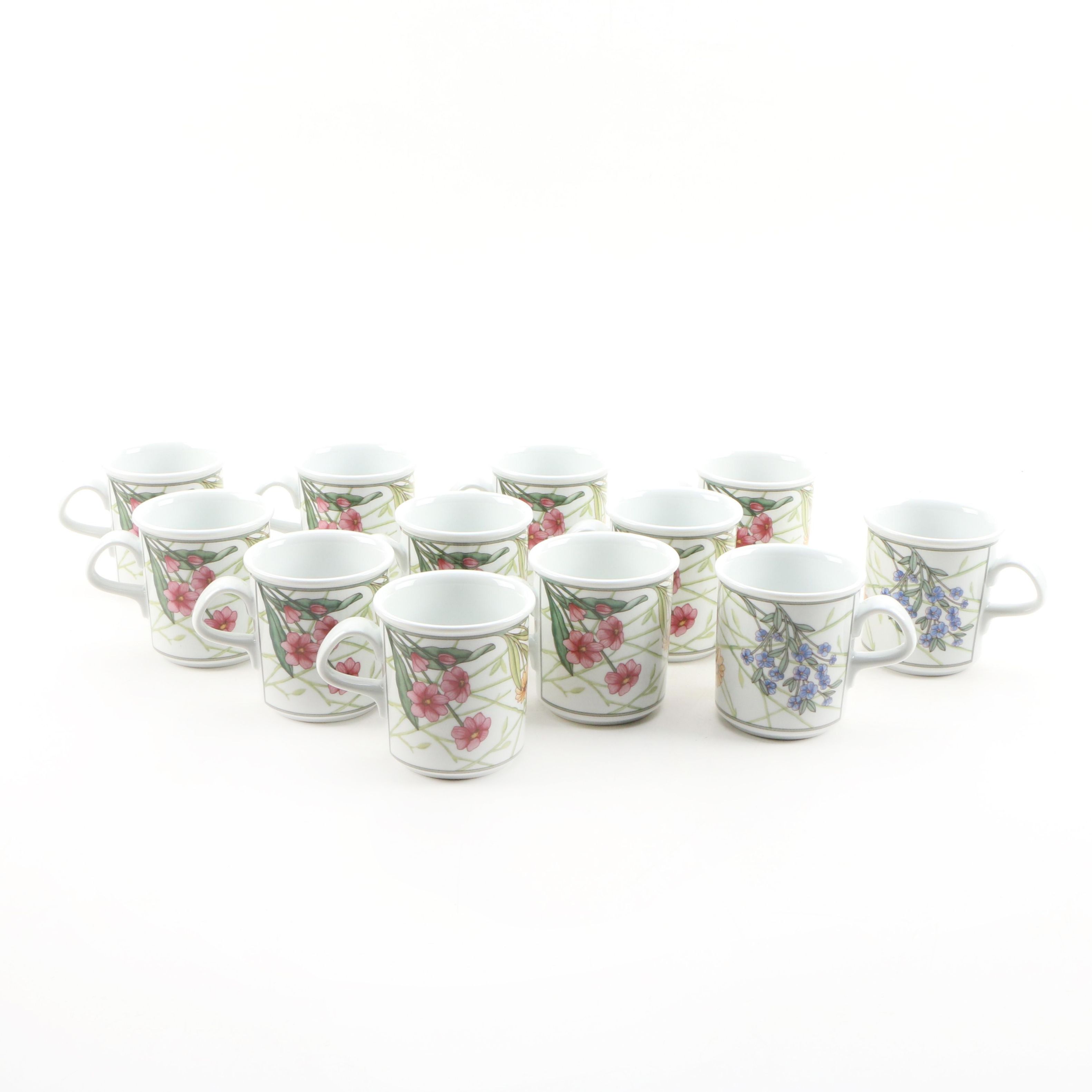 Dansk "Café Floral" Porcelain Dinnerware Mugs